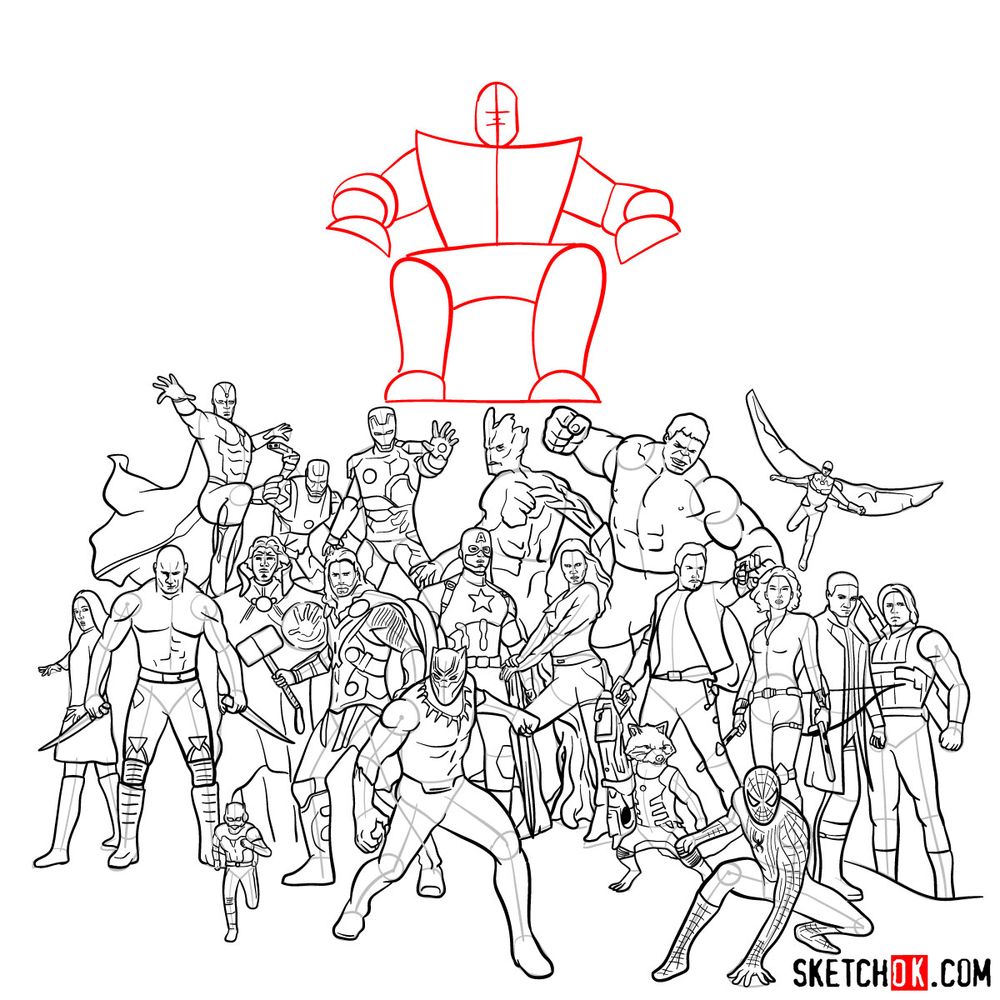 How to draw the Avengers (Infinity War) - step 32