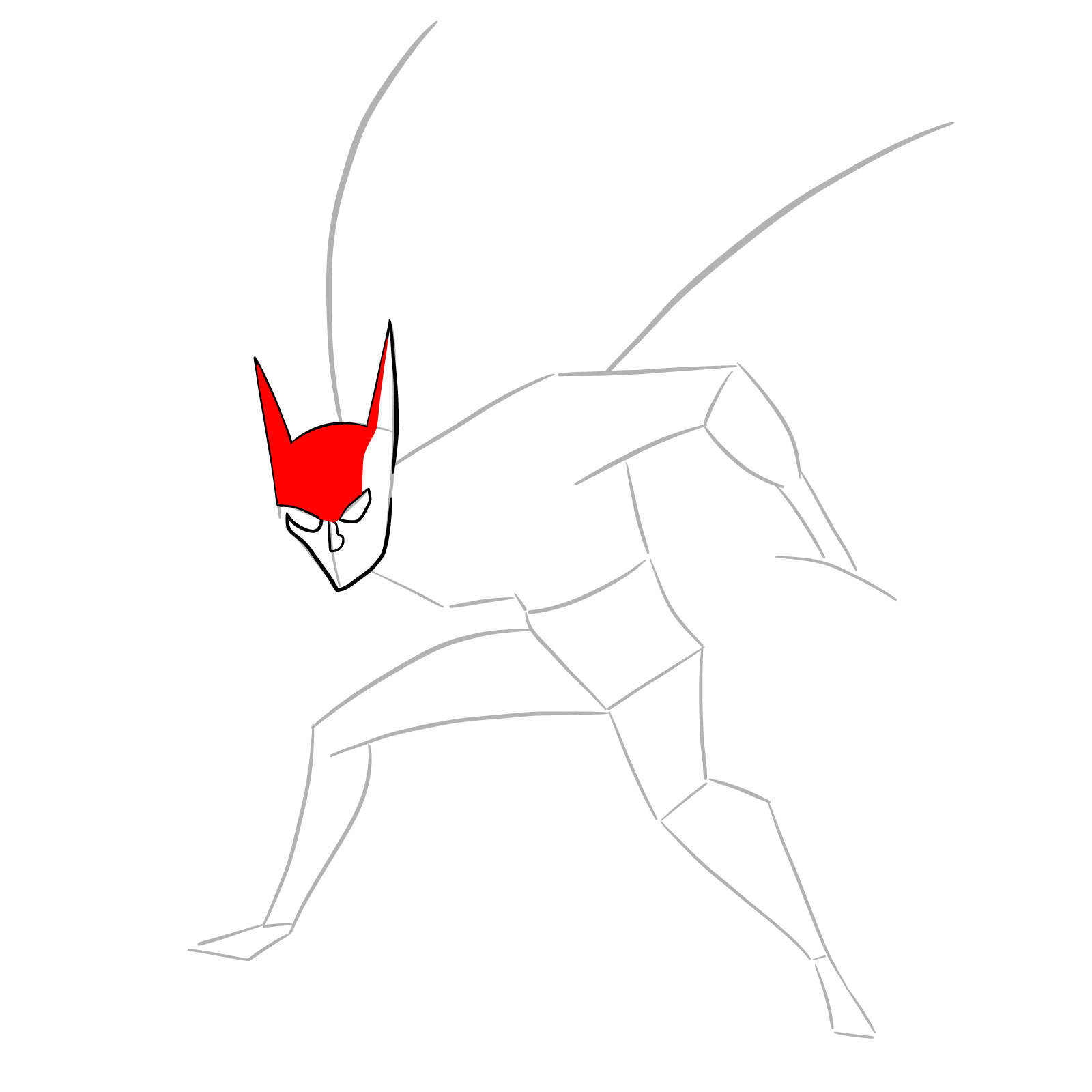How to draw Batman Beyond - step 08