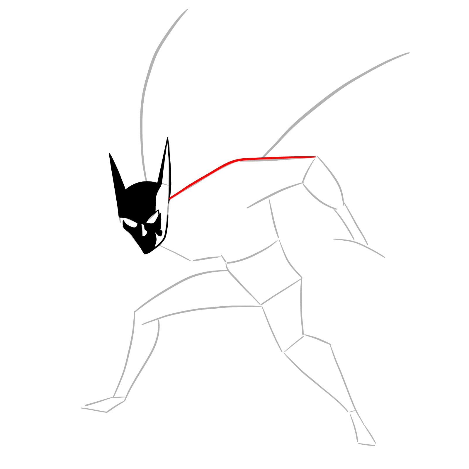 How to draw Batman Beyond - step 10