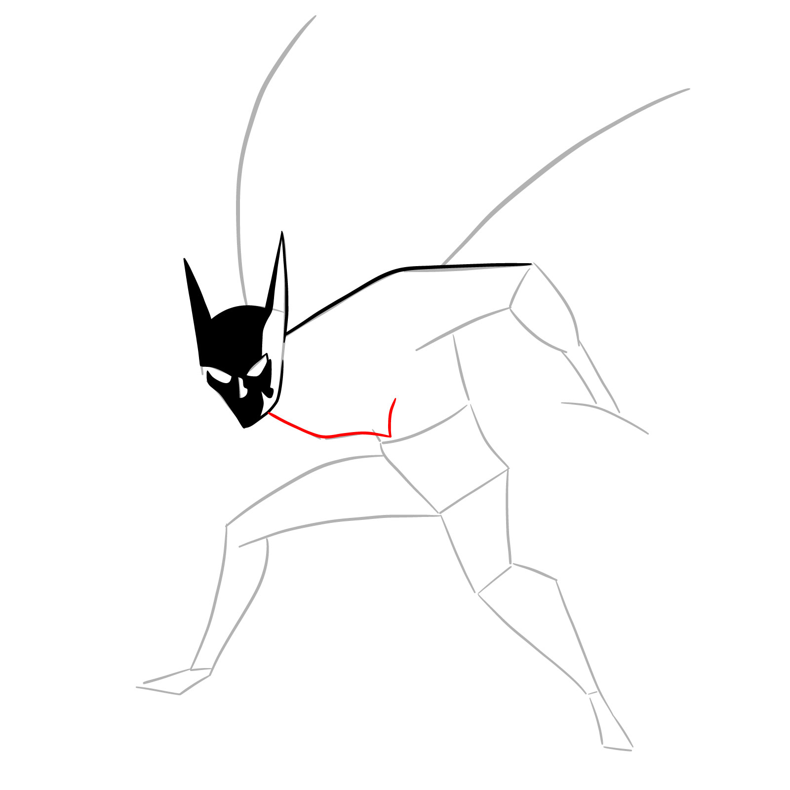 How to draw Batman Beyond - step 11