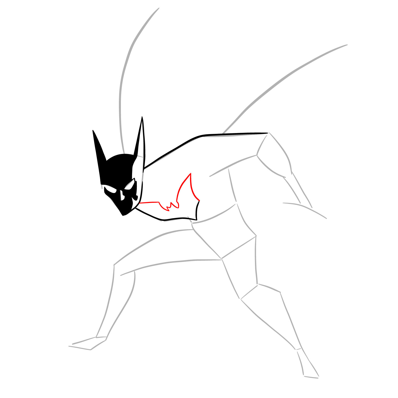 How to draw Batman Beyond - step 12