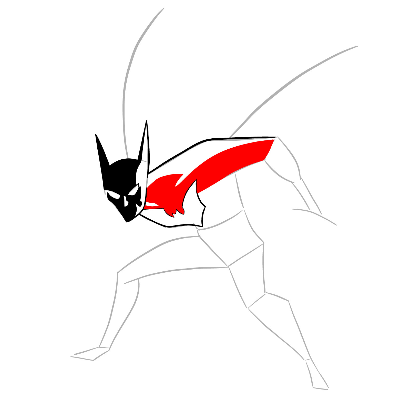 How to draw Batman Beyond - step 13