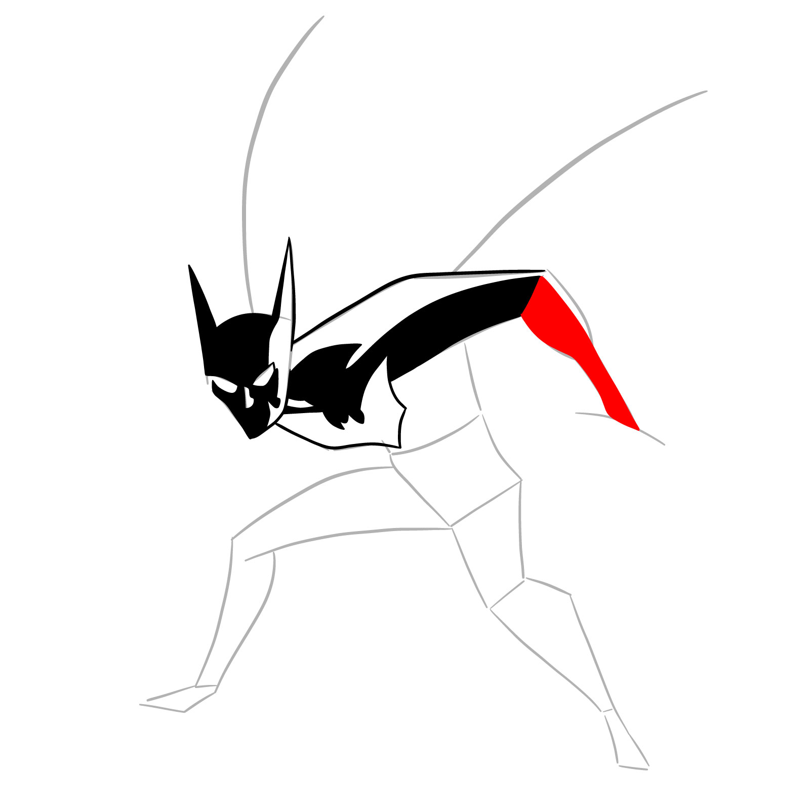 How to draw Batman Beyond - step 14