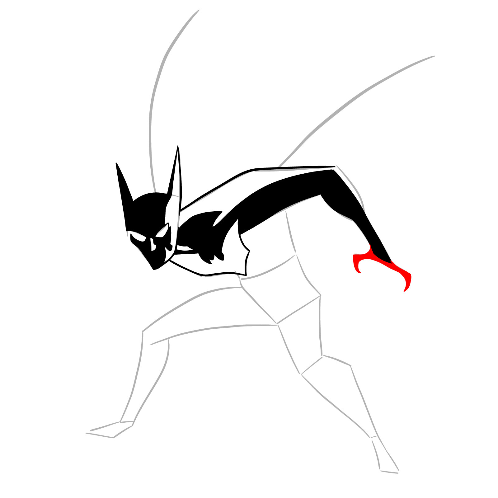 How to draw Batman Beyond - step 15