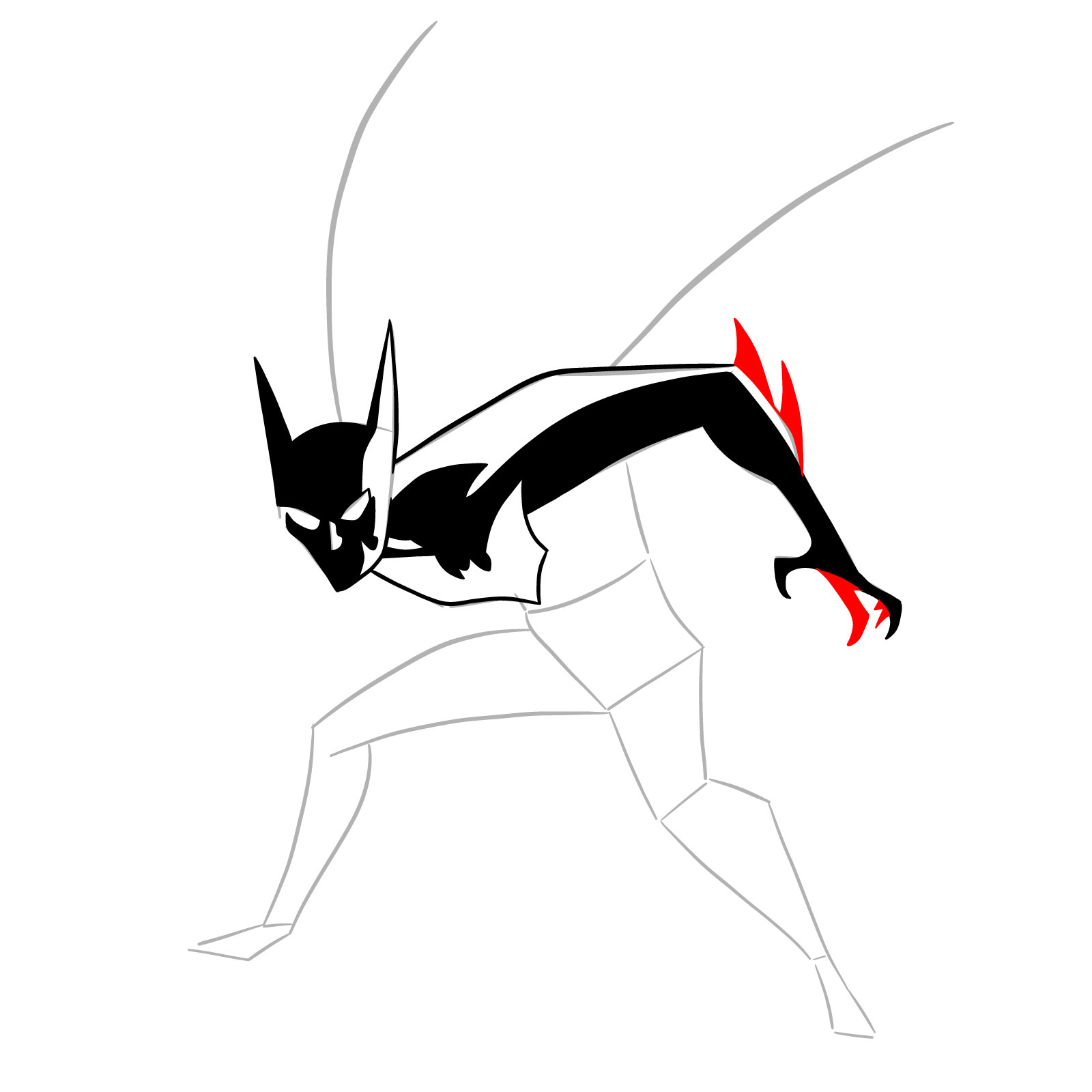 How to draw Batman Beyond - step 16