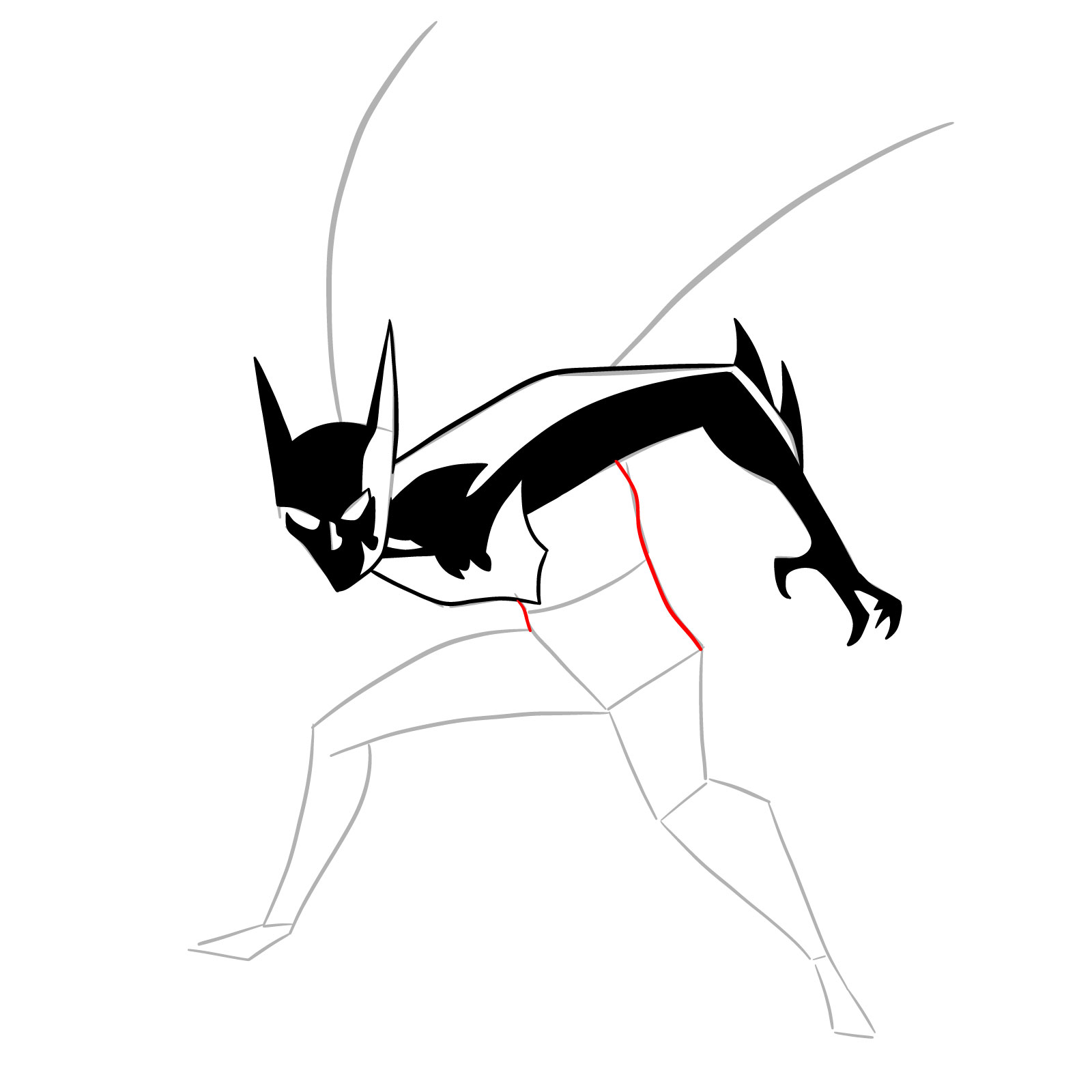 How to draw Batman Beyond - step 17