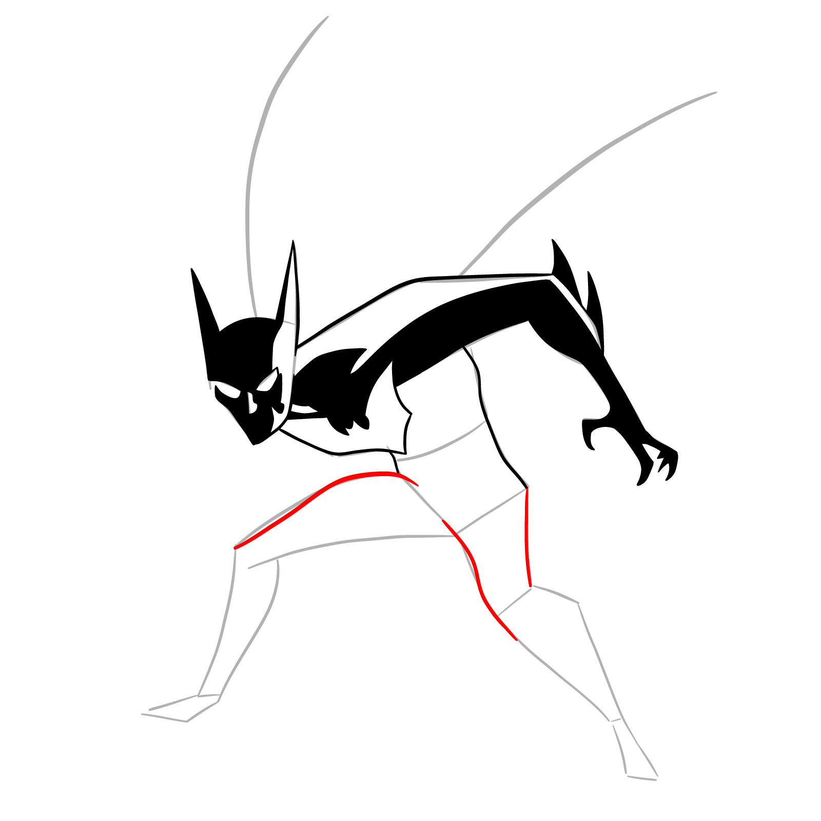 How to draw Batman Beyond - step 18