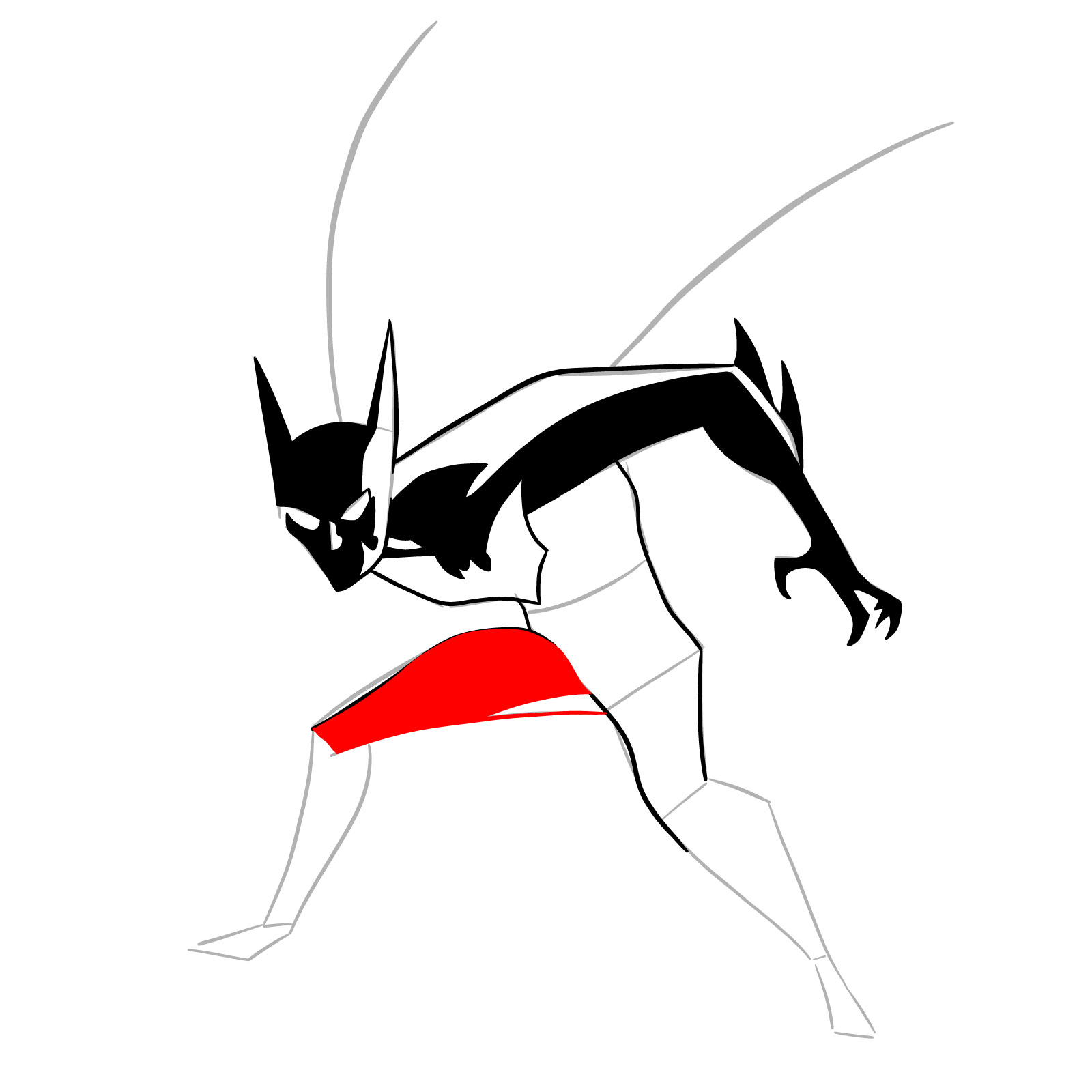 How to draw Batman Beyond - step 19