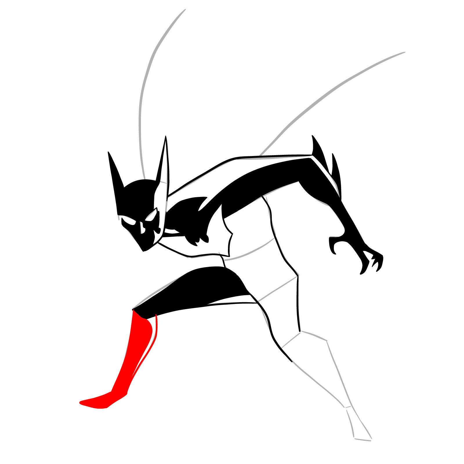 How to draw Batman Beyond - step 20