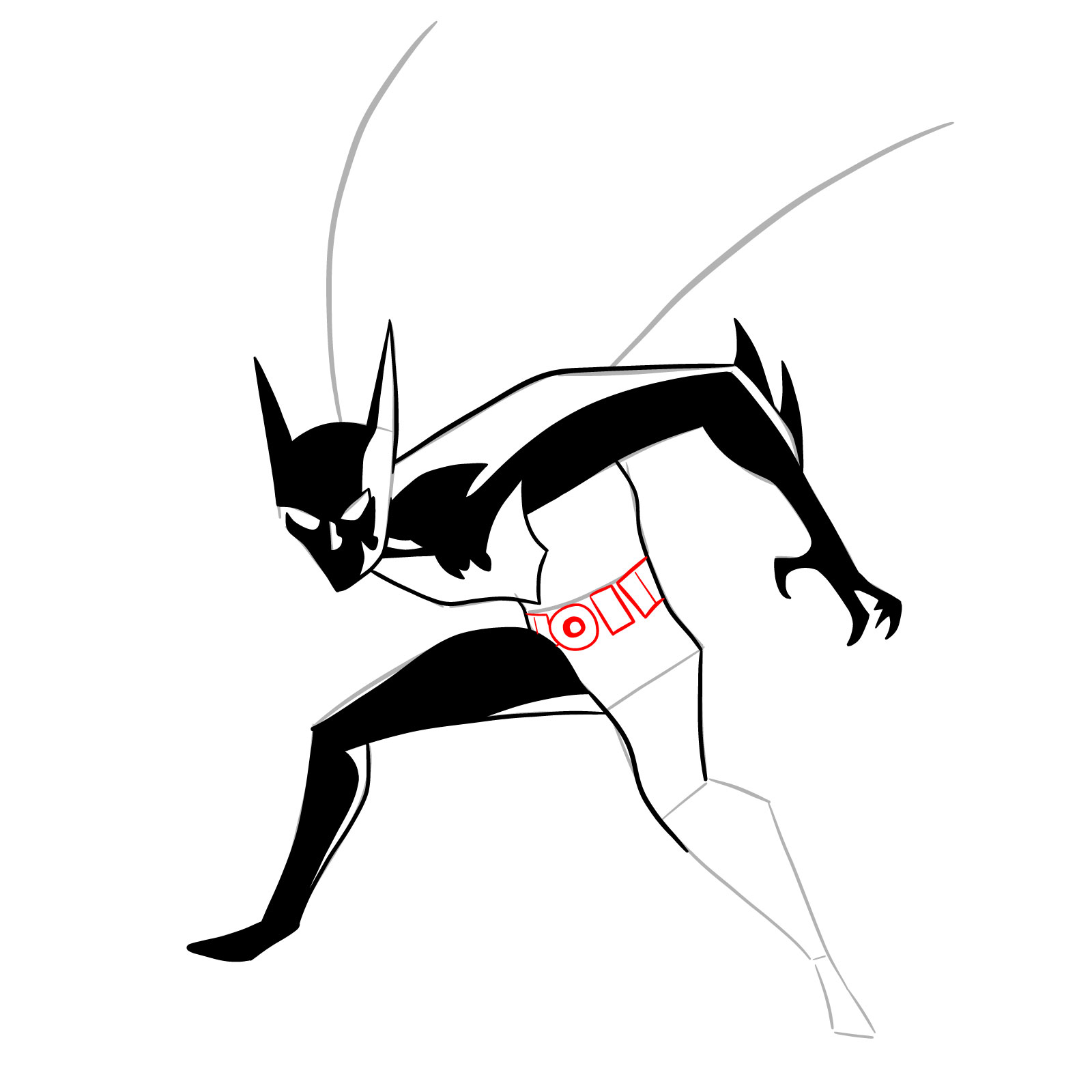 How to draw Batman Beyond - step 21