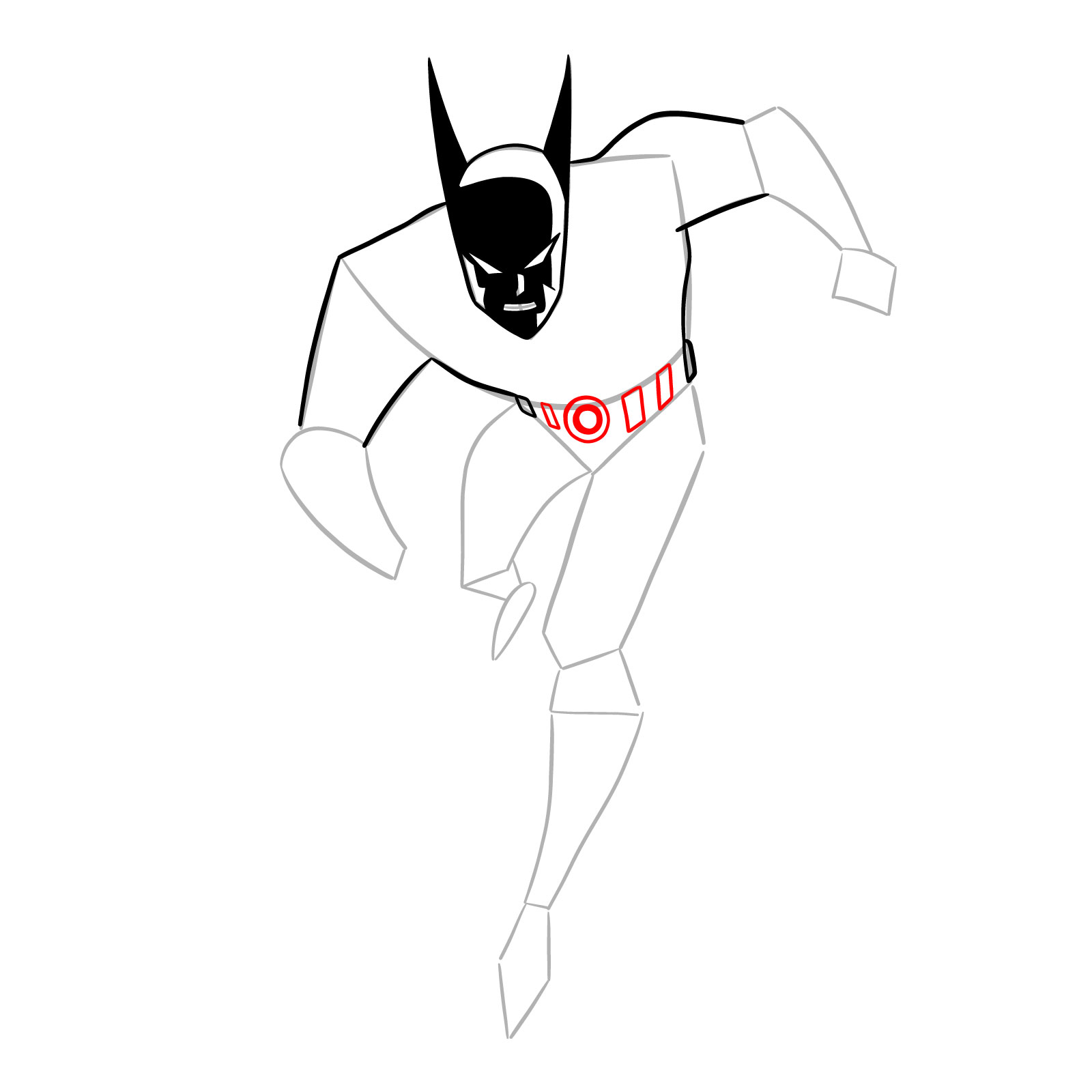 How to draw Batman of the Future - step 12