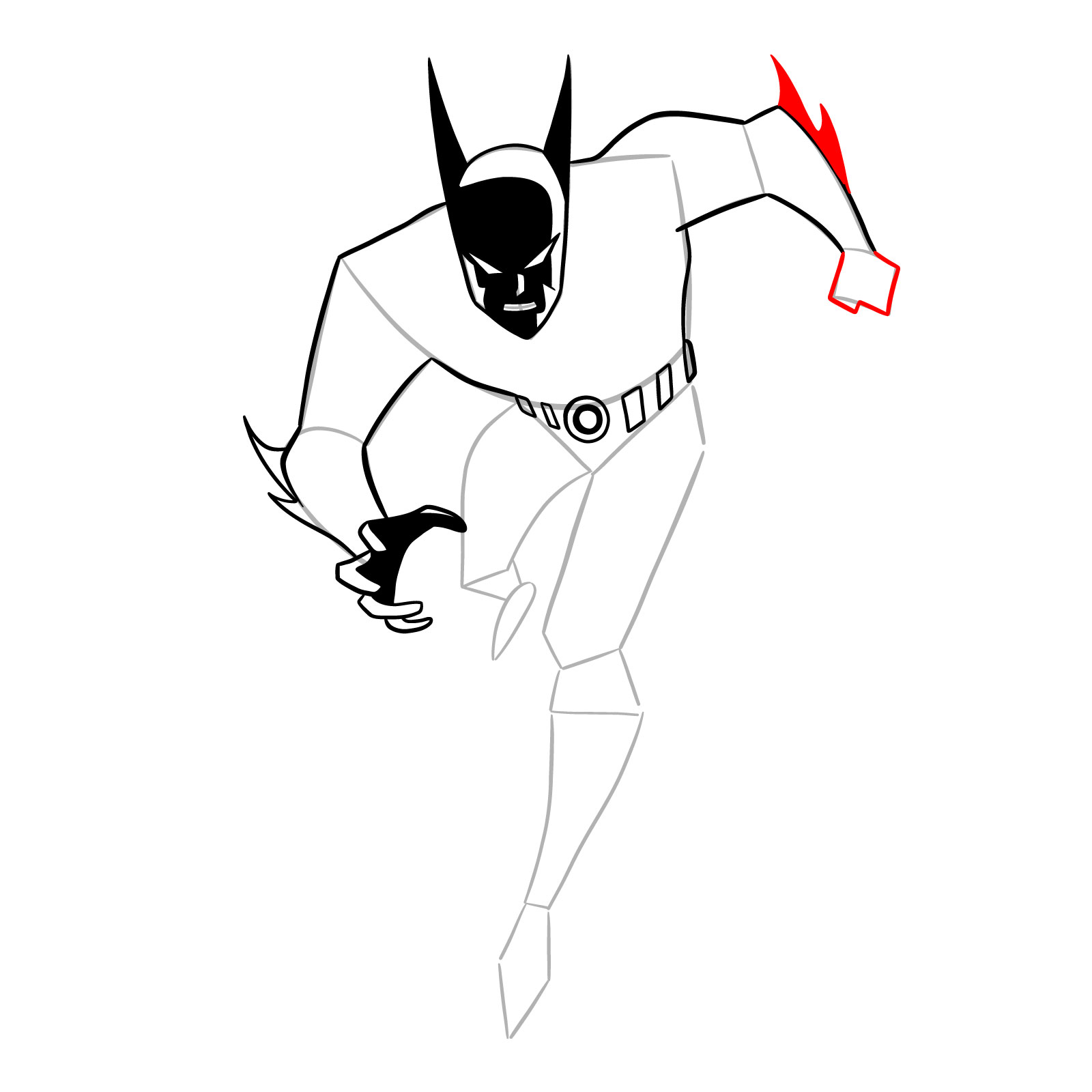 How to draw Batman of the Future - step 18