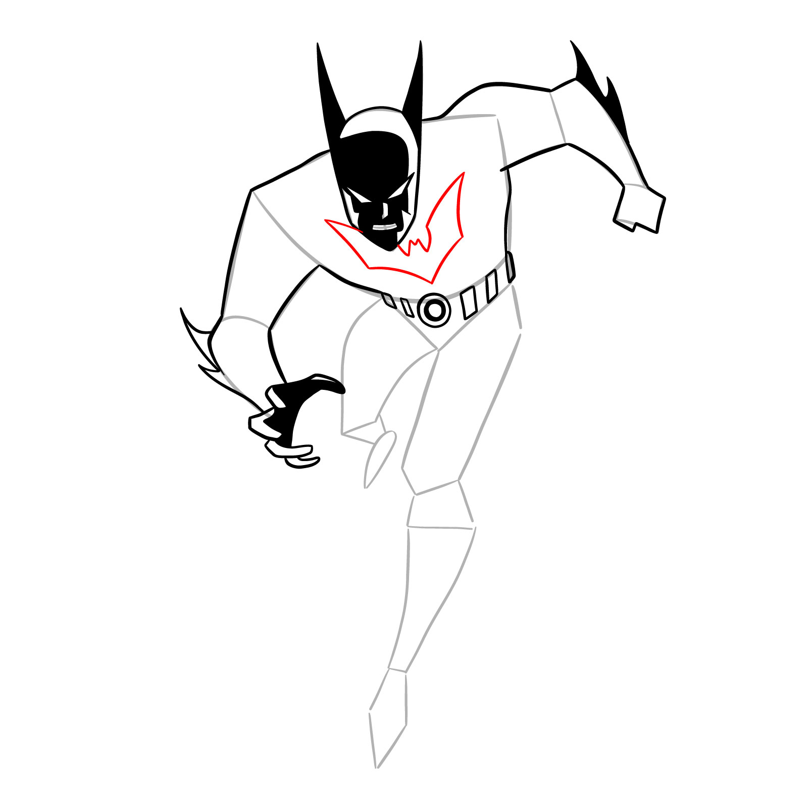 How to draw Batman of the Future - step 19