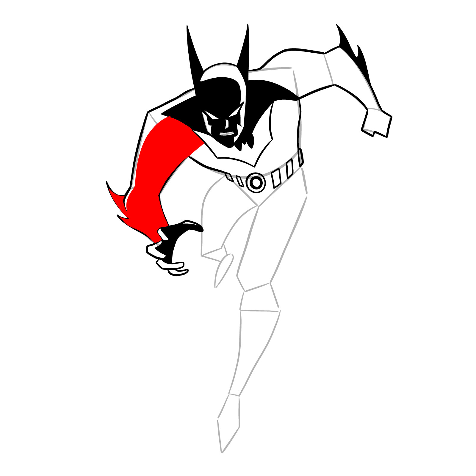 How to draw Batman of the Future - step 21