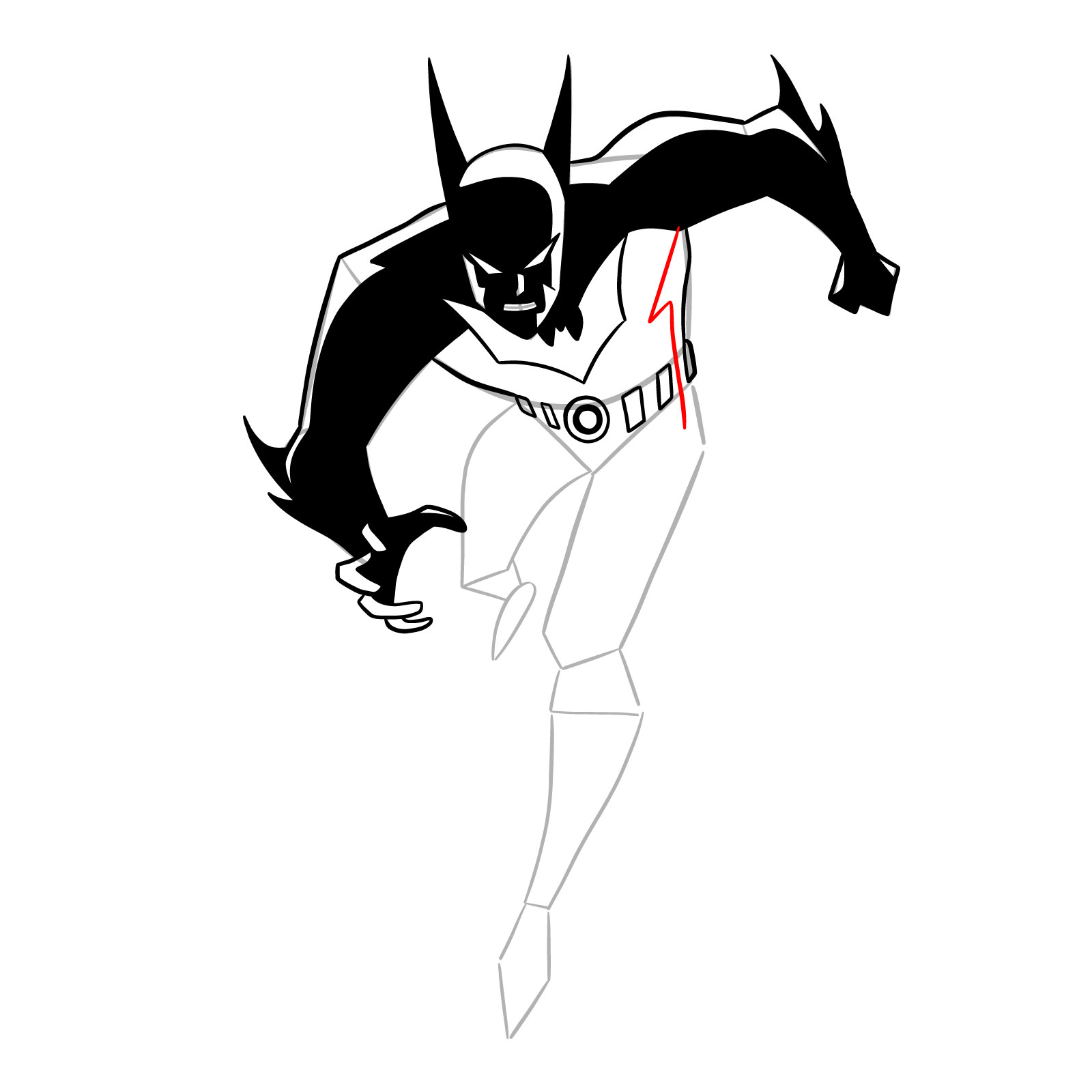 How to draw Batman of the Future - step 23