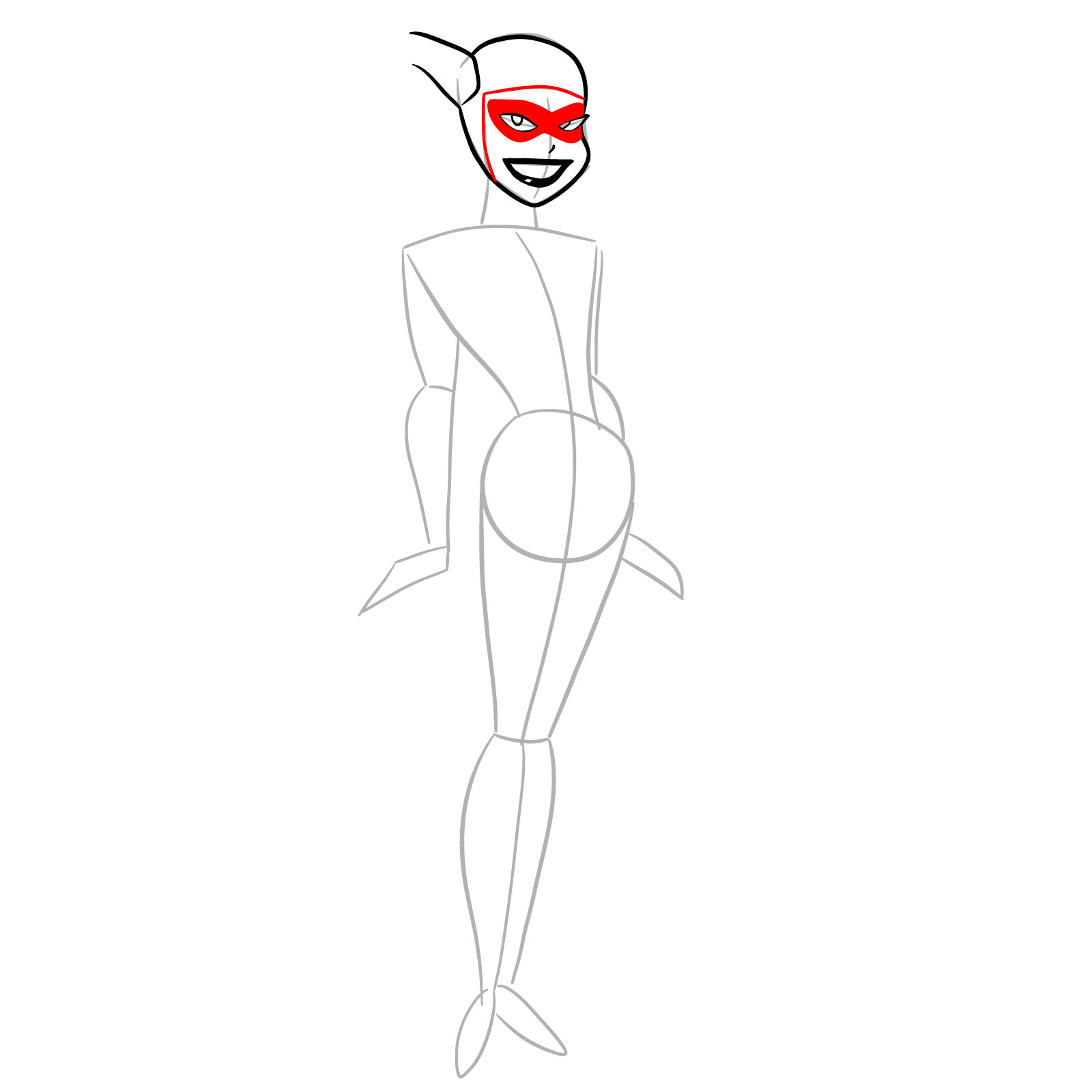 How to draw Harley Quinn in a classic suit - step 08