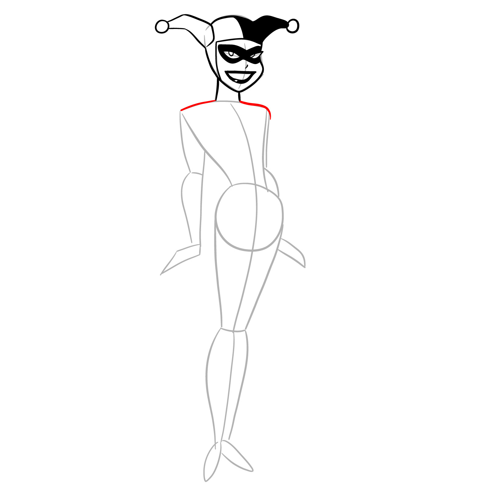 How to draw Harley Quinn in a classic suit - step 11