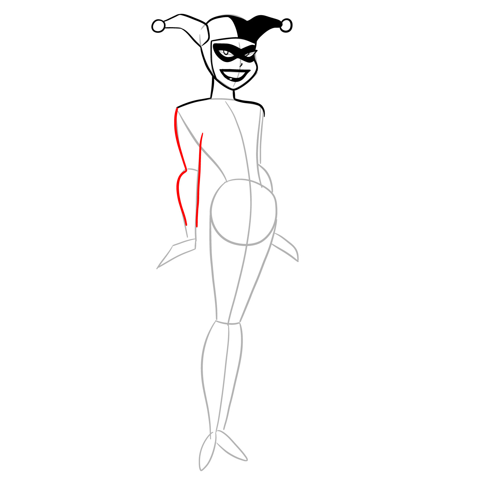 How to draw Harley Quinn in a classic suit - step 12