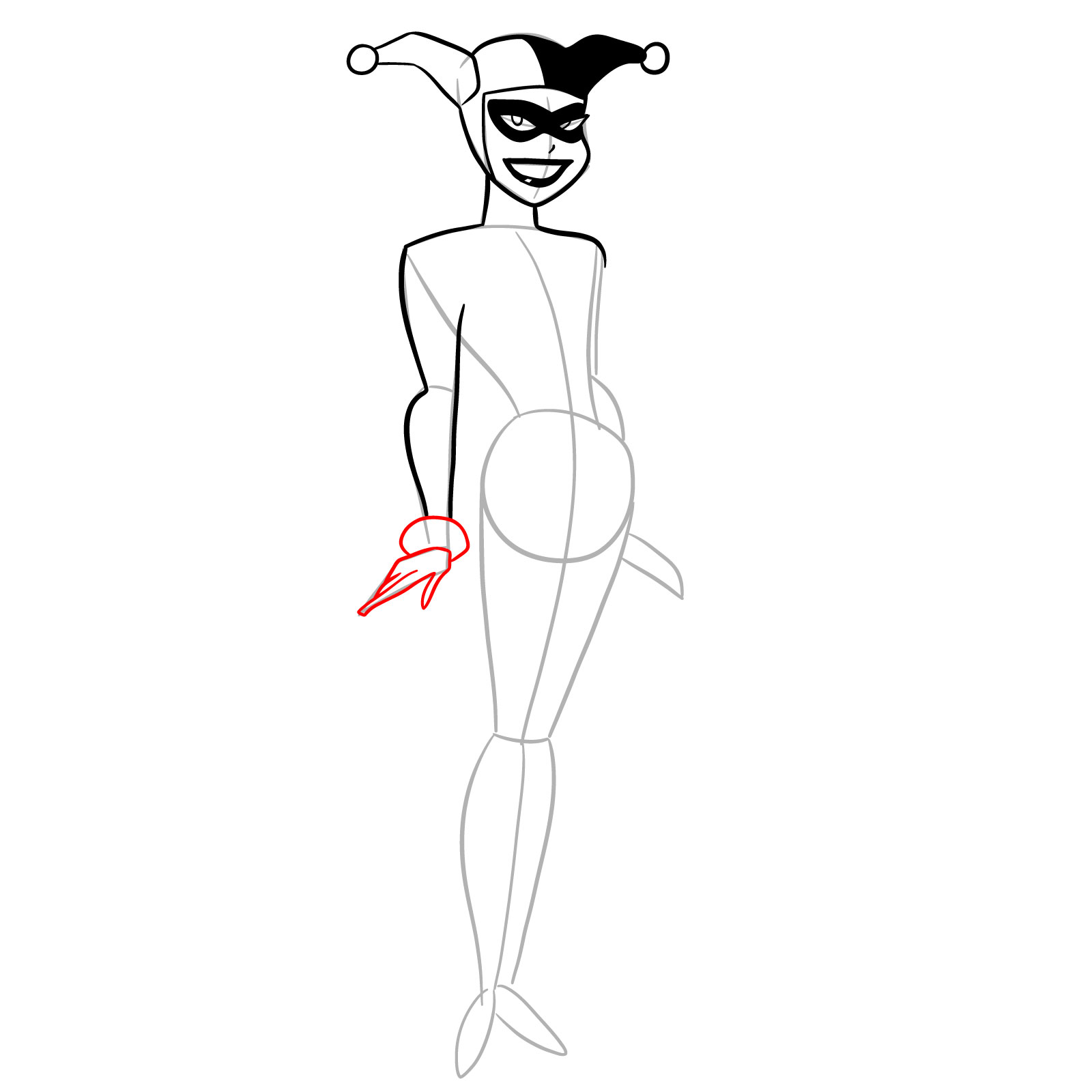 How to draw Harley Quinn in a classic suit - step 13