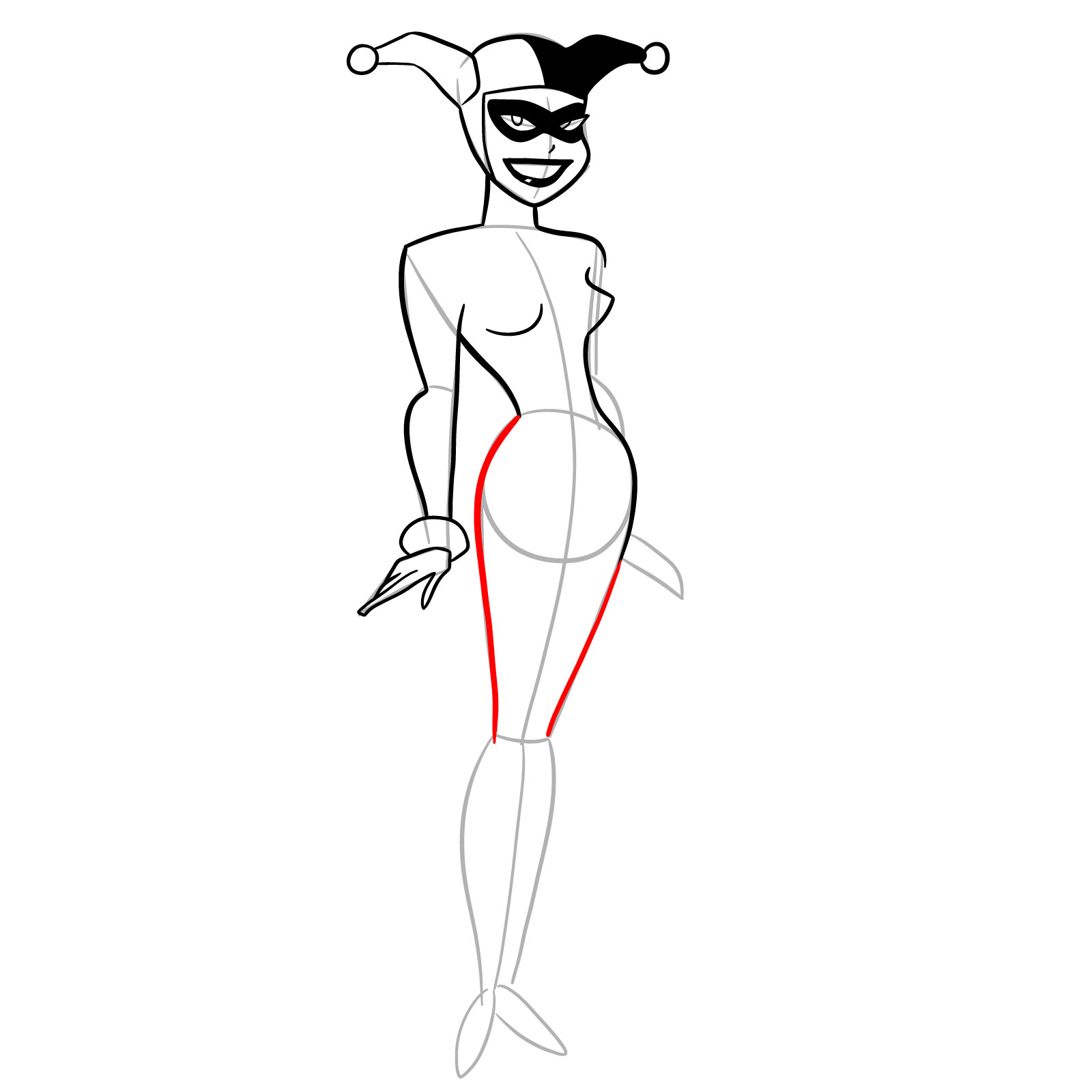 How to draw Harley Quinn in a classic suit - step 15
