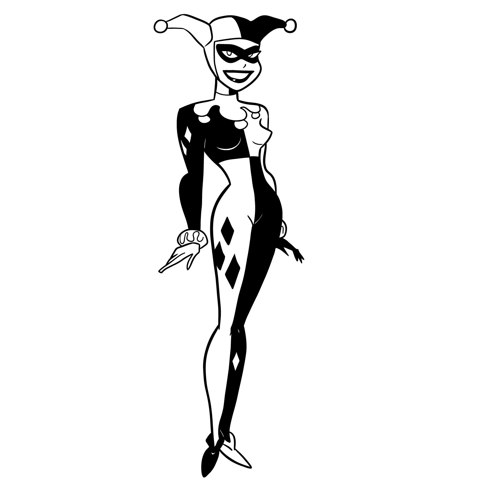 How to draw Harley Quinn in a classic suit - step 30