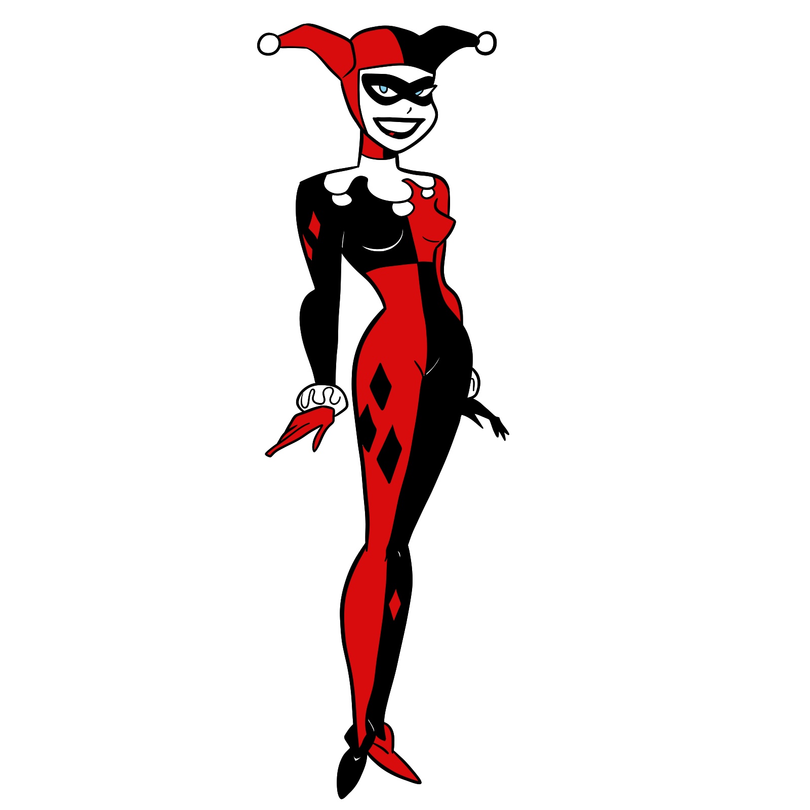 How to draw Harley Quinn in a classic suit - coloring