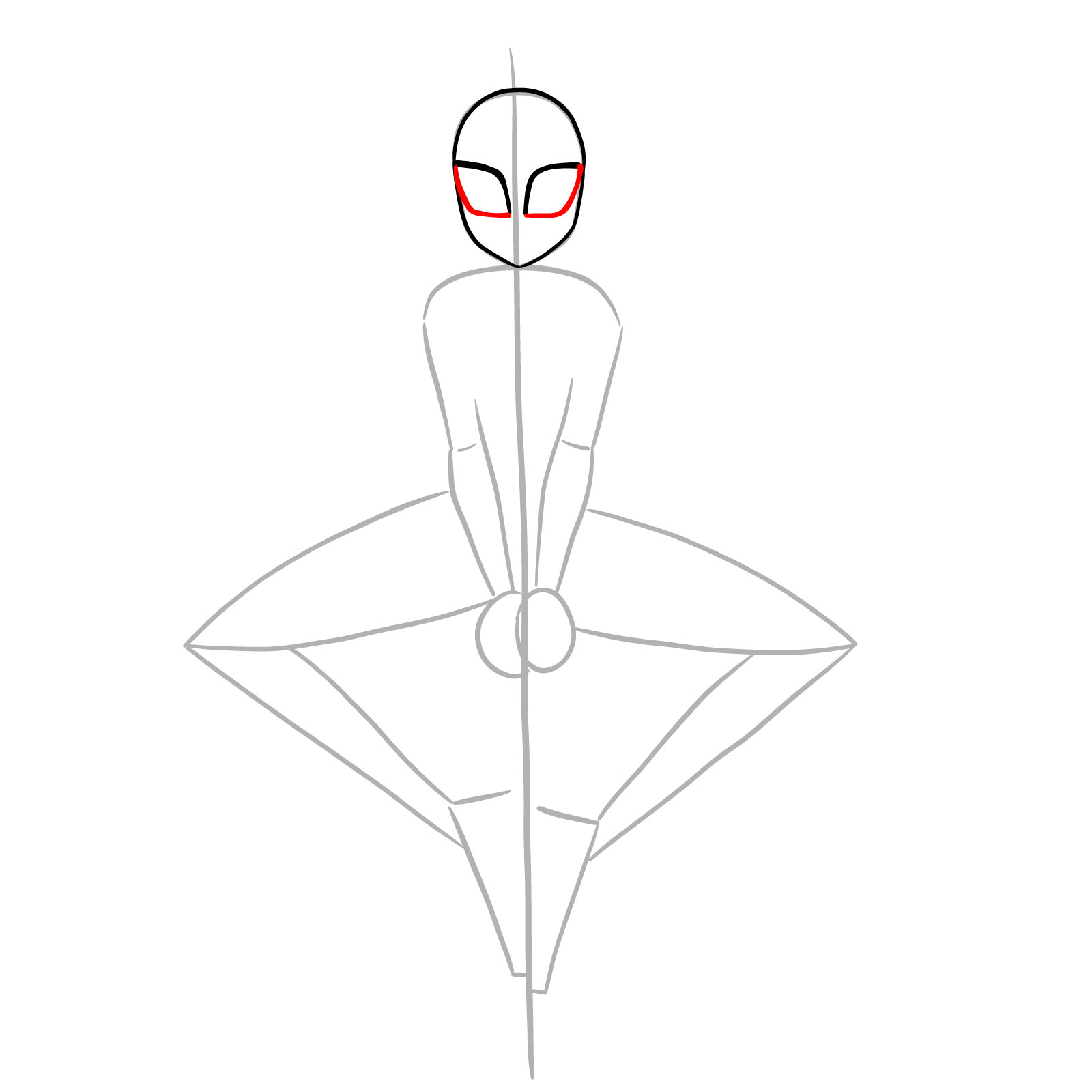 How to draw Spider-Gwen hanging on a web - step 07