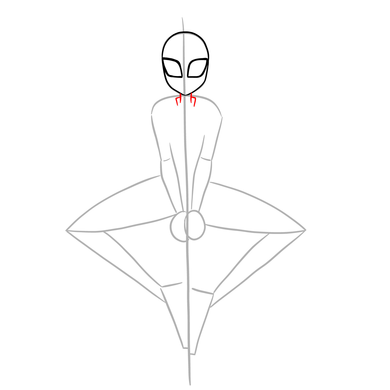 How to draw Spider-Gwen hanging on a web - step 08