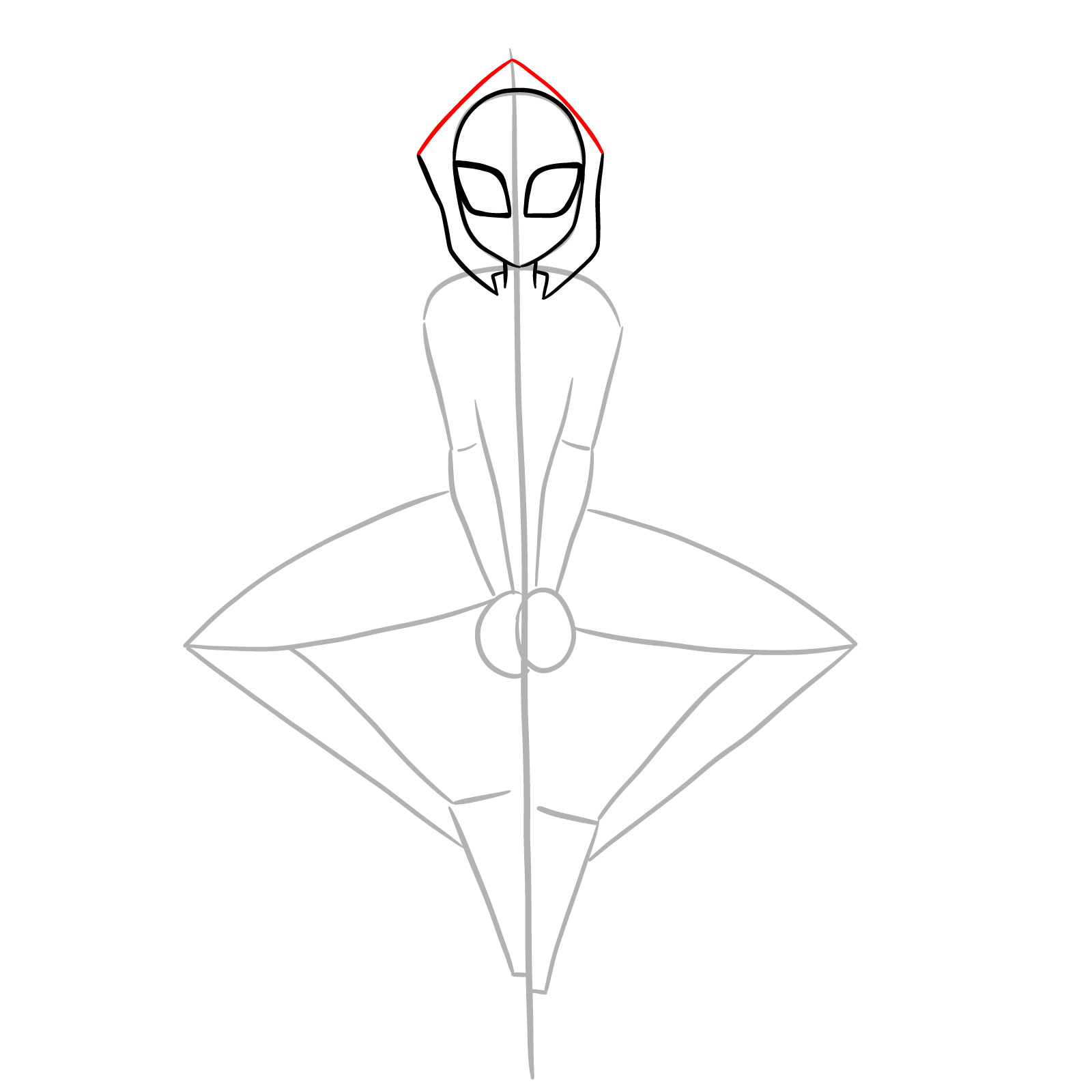 How to draw Spider-Gwen hanging on a web - step 10