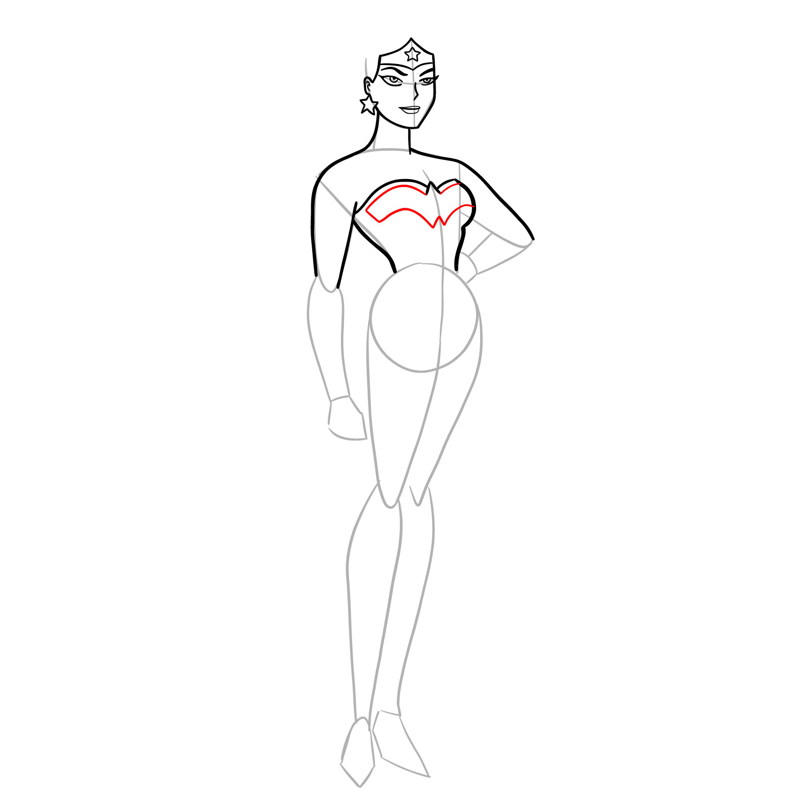 How to draw Wonder Woman cartoon style - step 14