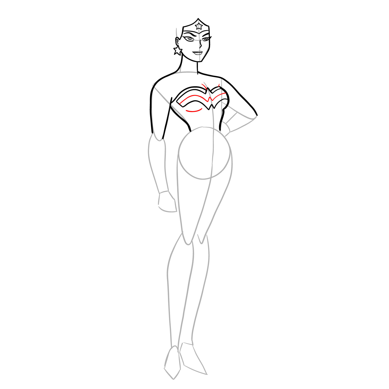 How to draw Wonder Woman cartoon style - step 15