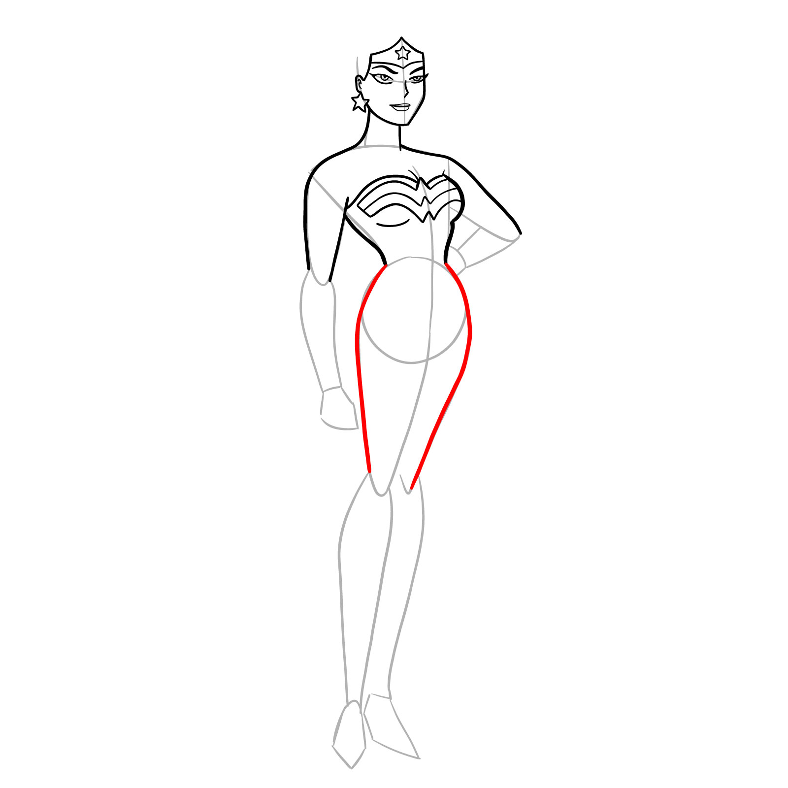 How to draw Wonder Woman cartoon style - step 16