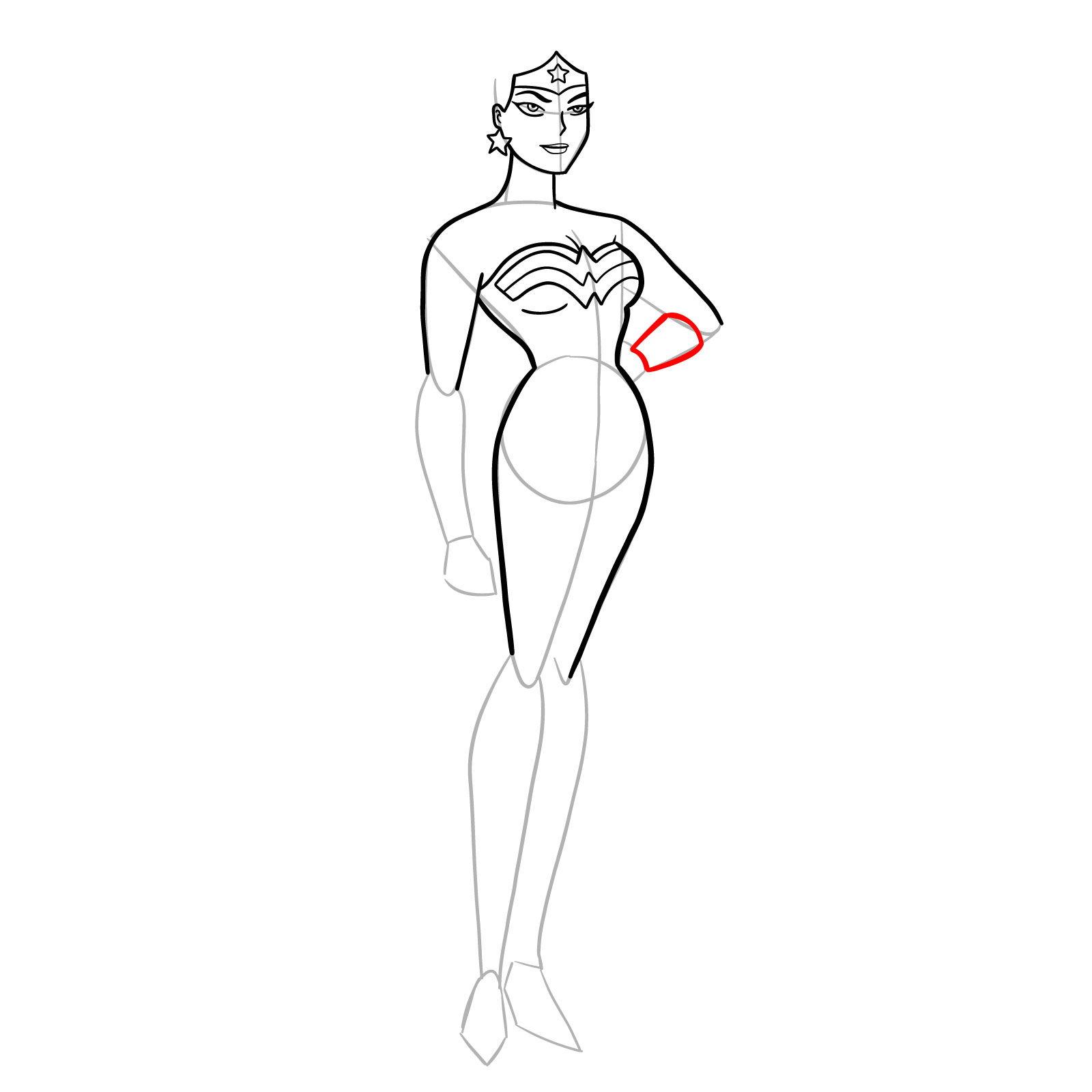 How to draw Wonder Woman cartoon style - step 17