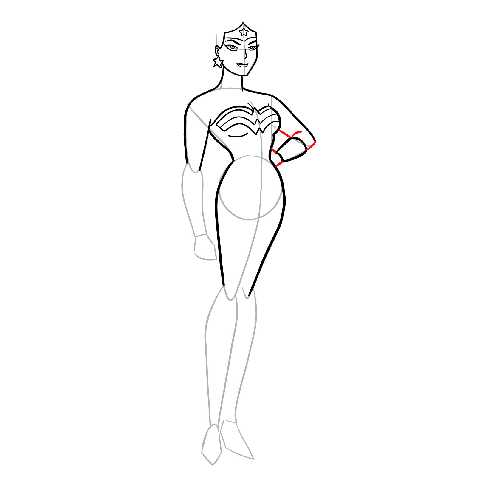 How to draw Wonder Woman cartoon style - step 18