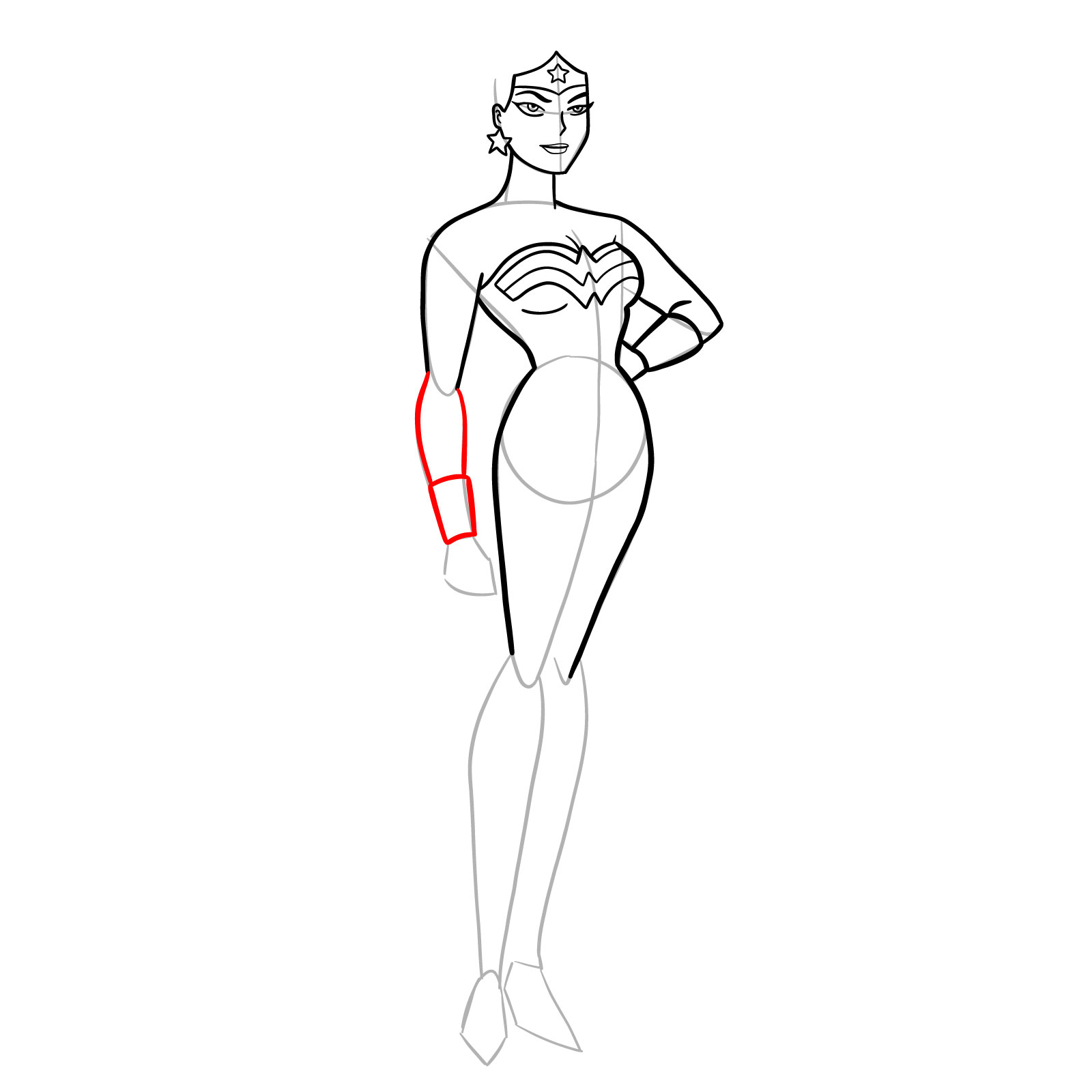 How to draw Wonder Woman cartoon style - step 19