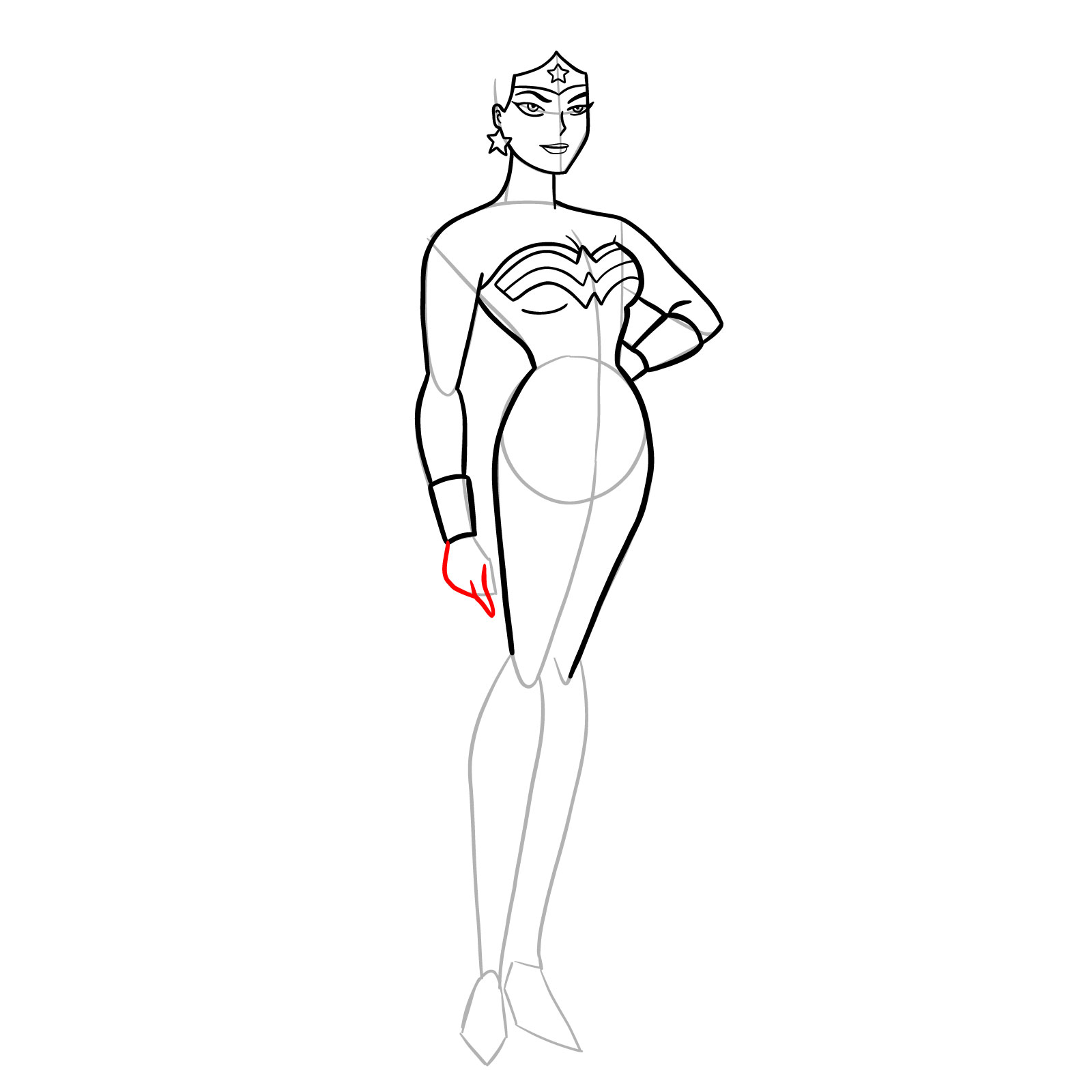 How to draw Wonder Woman cartoon style - step 20