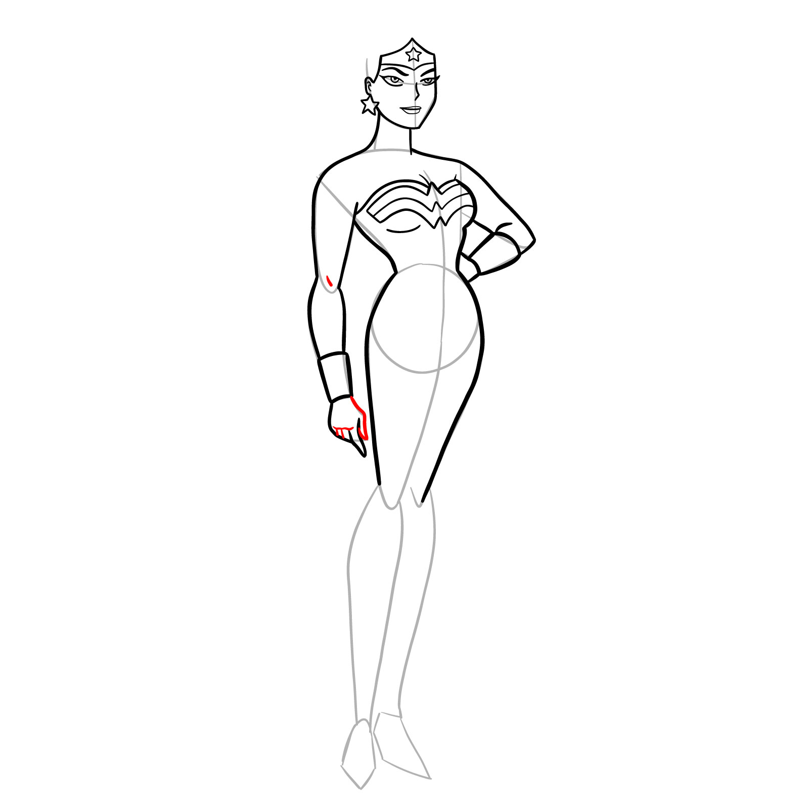 How to draw Wonder Woman cartoon style - step 21