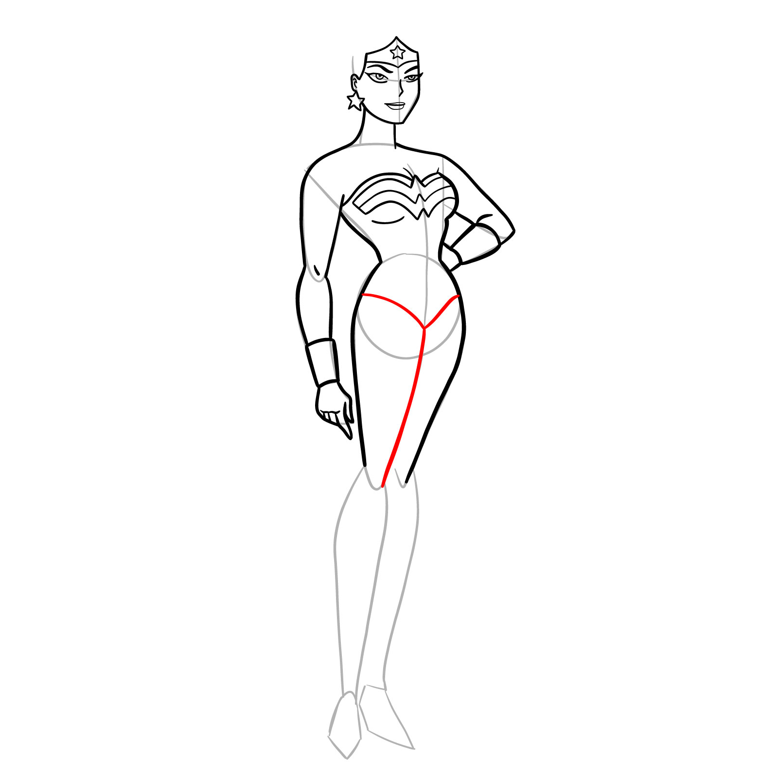 How to draw Wonder Woman cartoon style - SketchOk