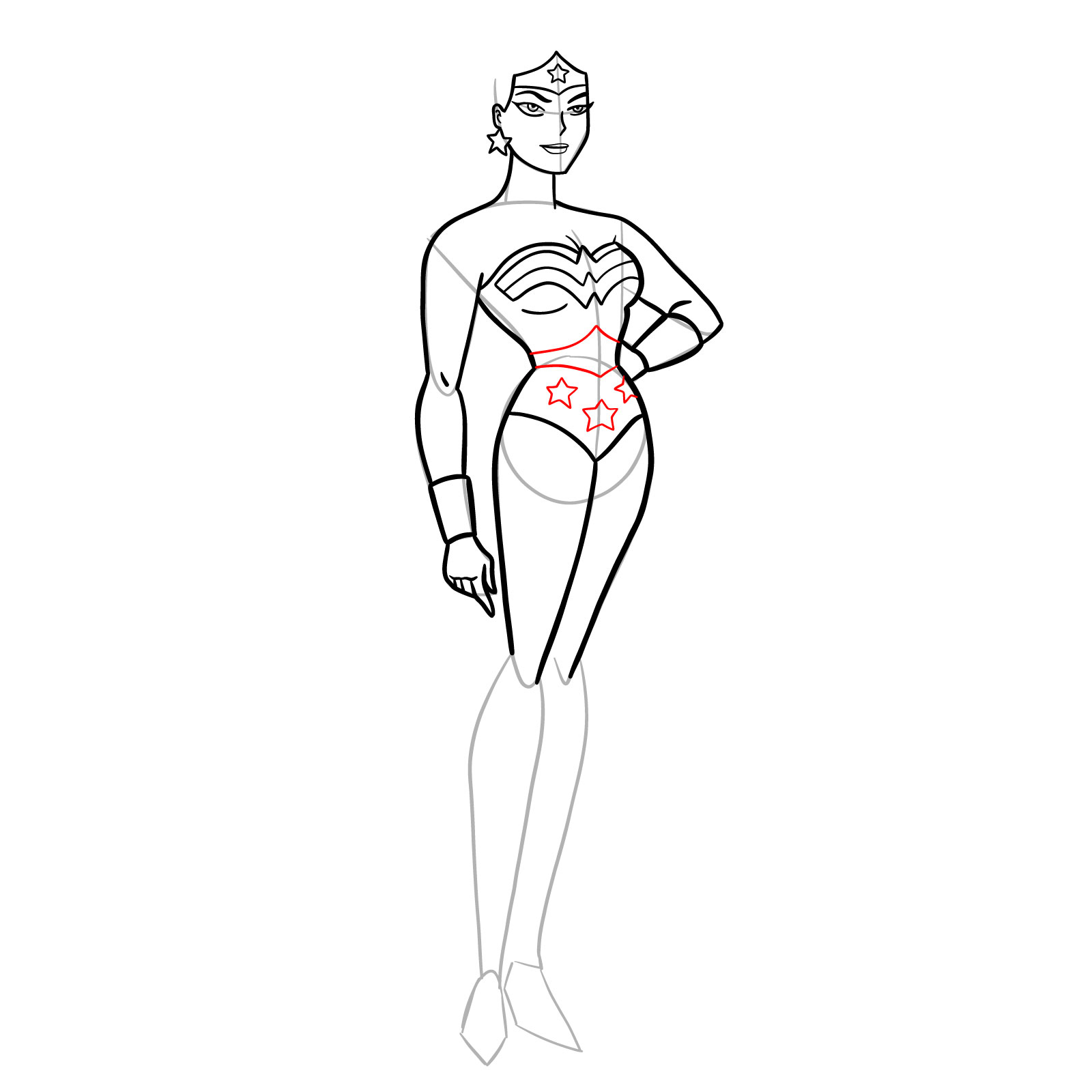 How to draw Wonder Woman cartoon style - step 23