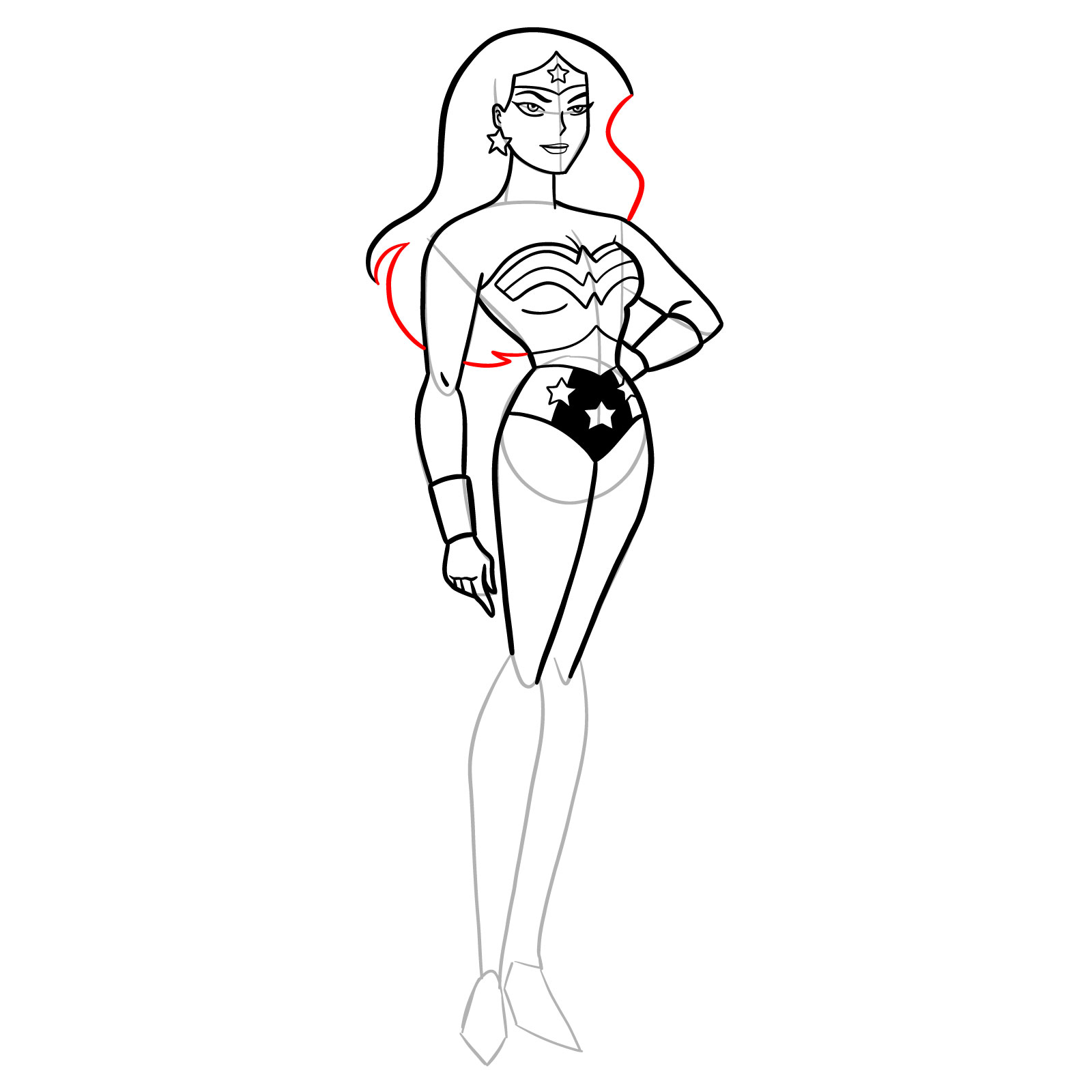 How to draw Wonder Woman cartoon style - step 26