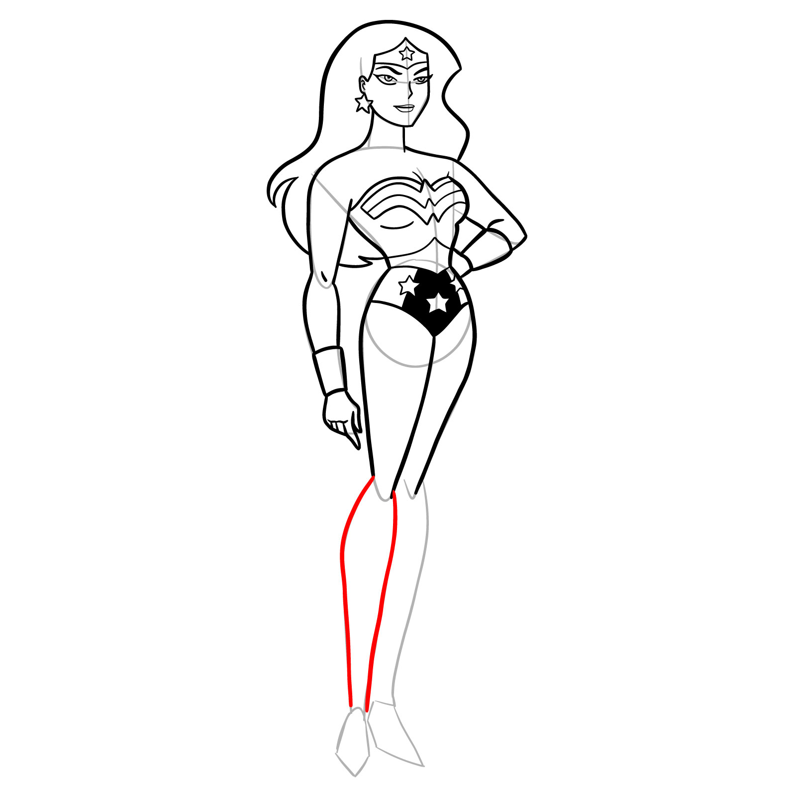 How to draw Wonder Woman cartoon style - step 27