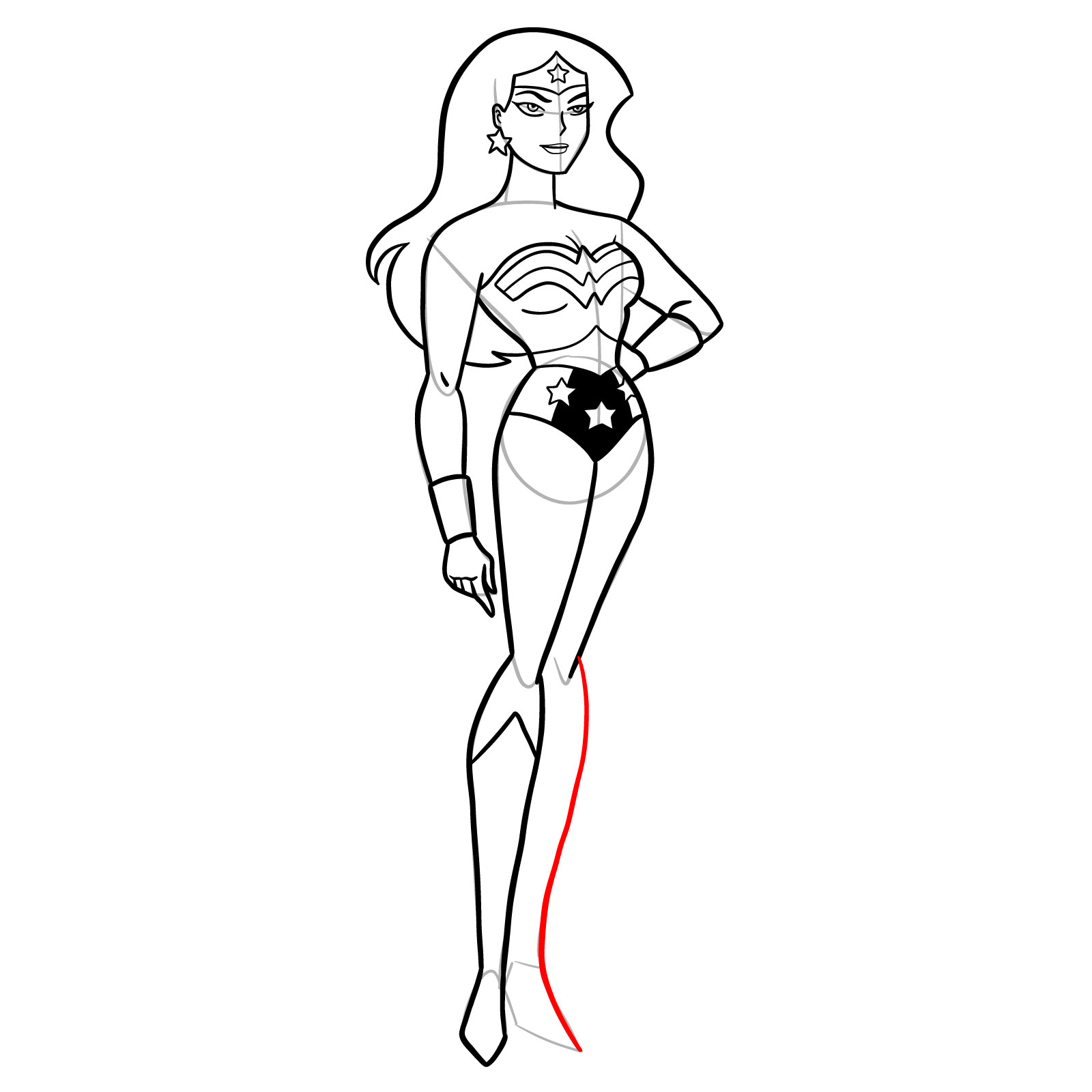 How to draw Wonder Woman cartoon style - step 29