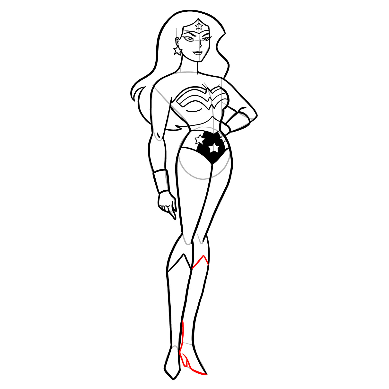 How to draw Wonder Woman cartoon style - step 30