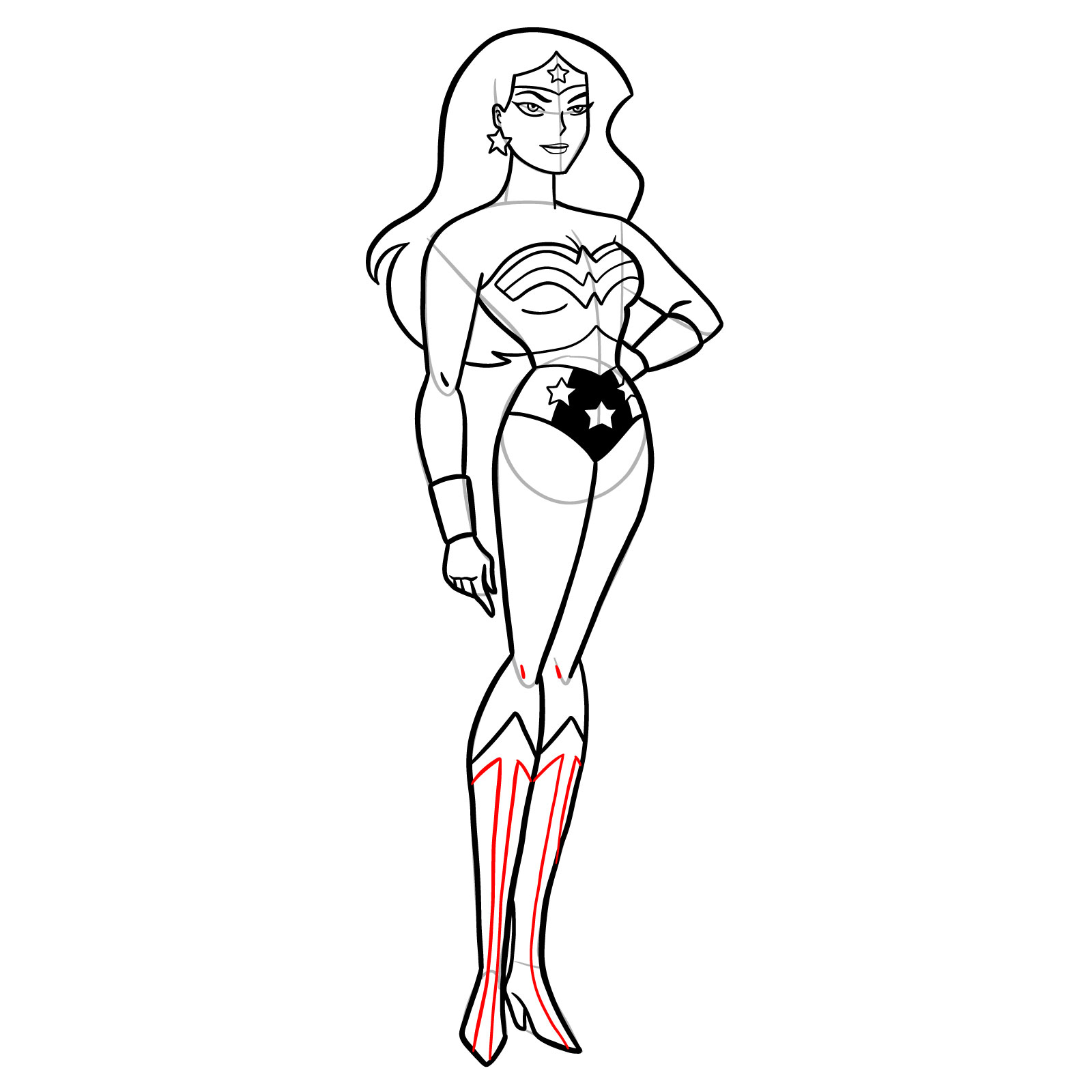 How to draw Wonder Woman cartoon style - step 31