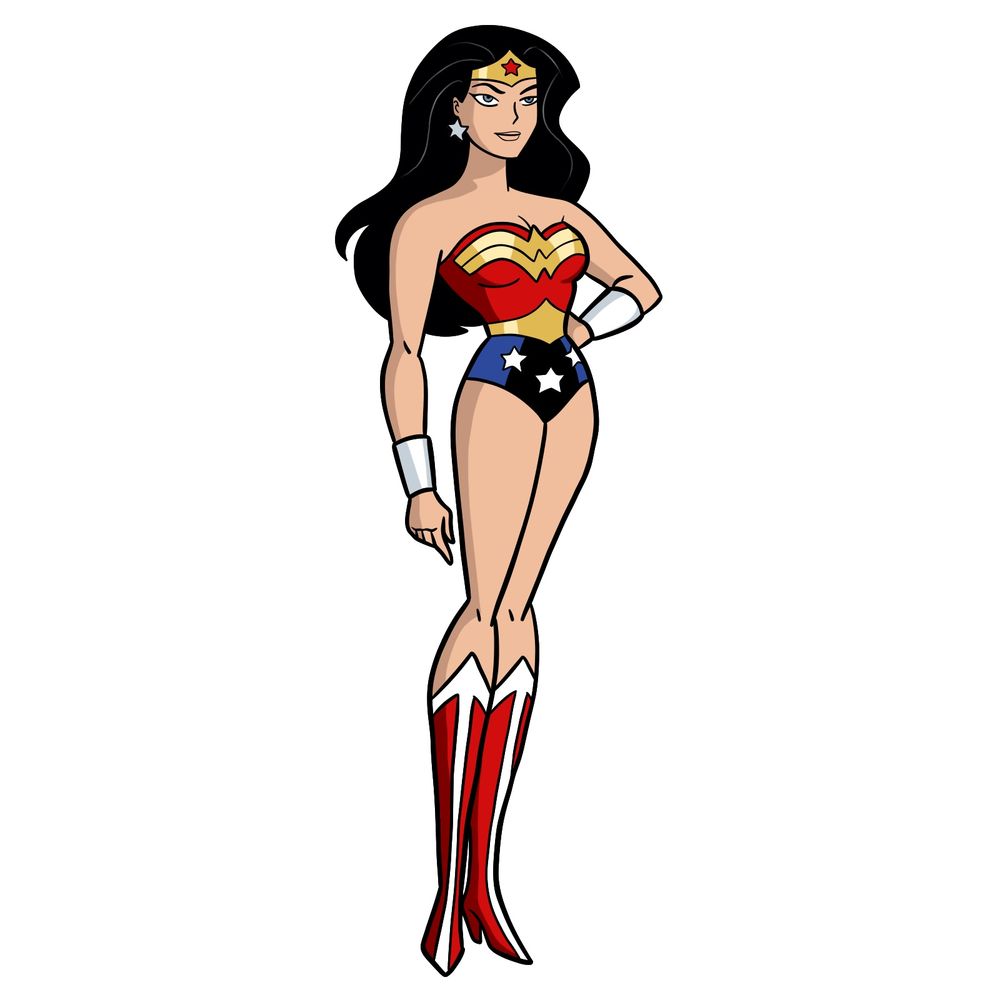 How to draw Wonder Woman cartoon style - SketchOk