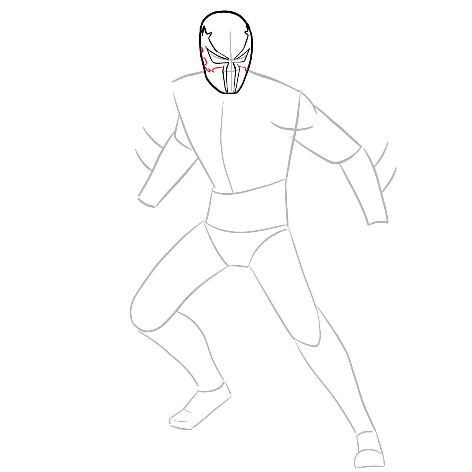How to draw Spider-Man 2099 - step 09