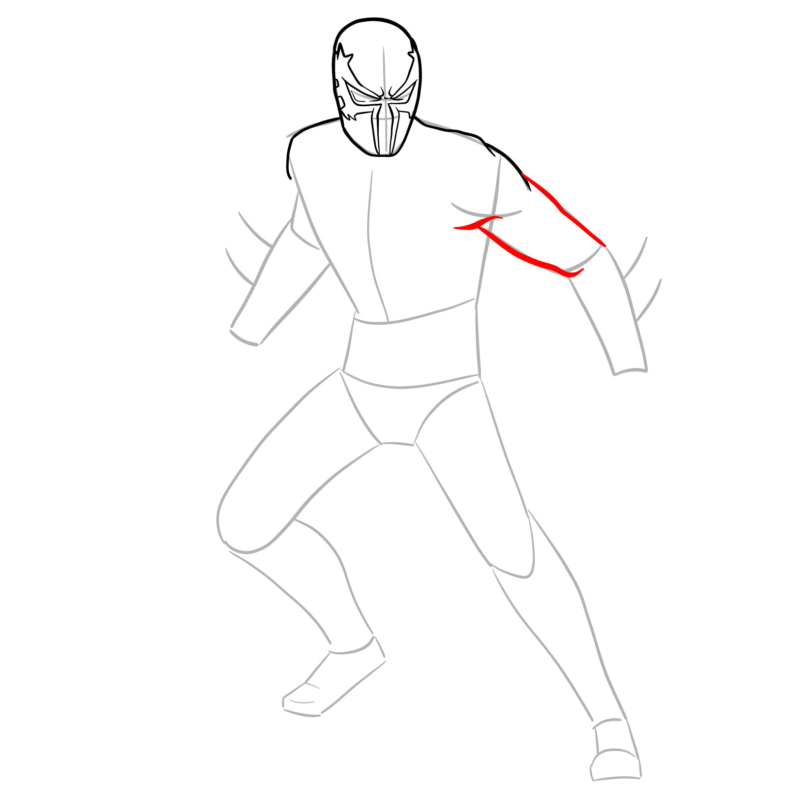 How to draw Spider-Man 2099 - step 12