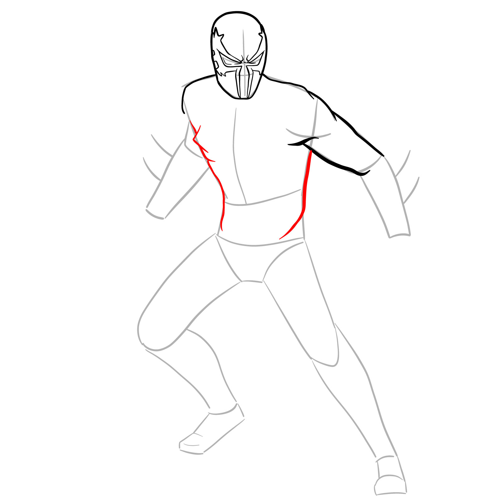 How to draw Spider-Man 2099 - step 13