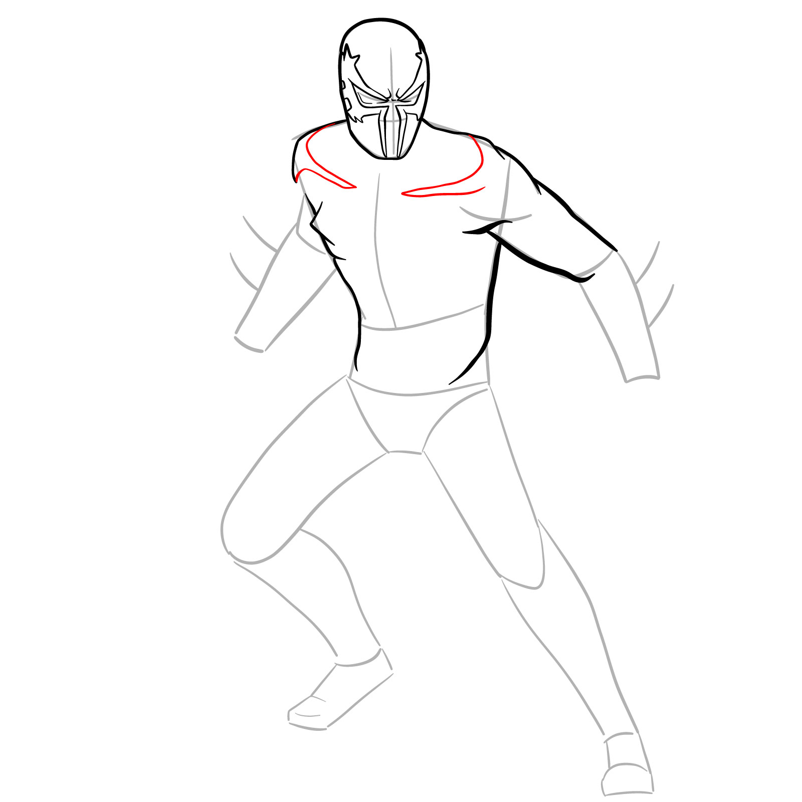 How to draw Spider-Man 2099 - step 14