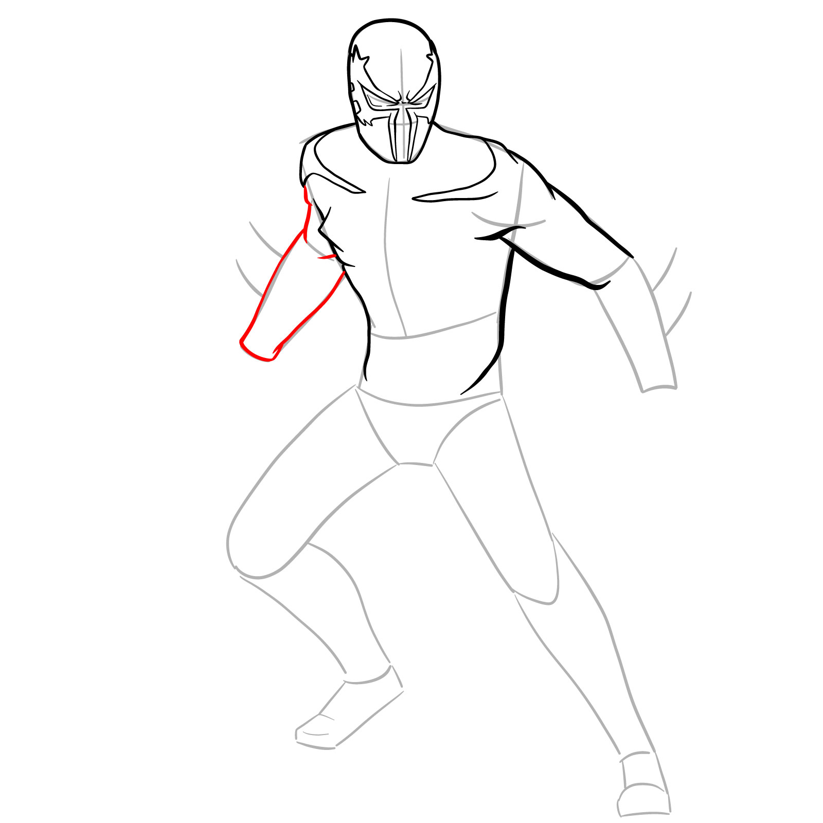 How to draw Spider-Man 2099 - step 15